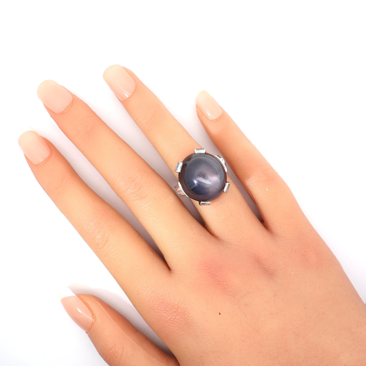Art Deco Star Sapphire Diamond Platinum Ring