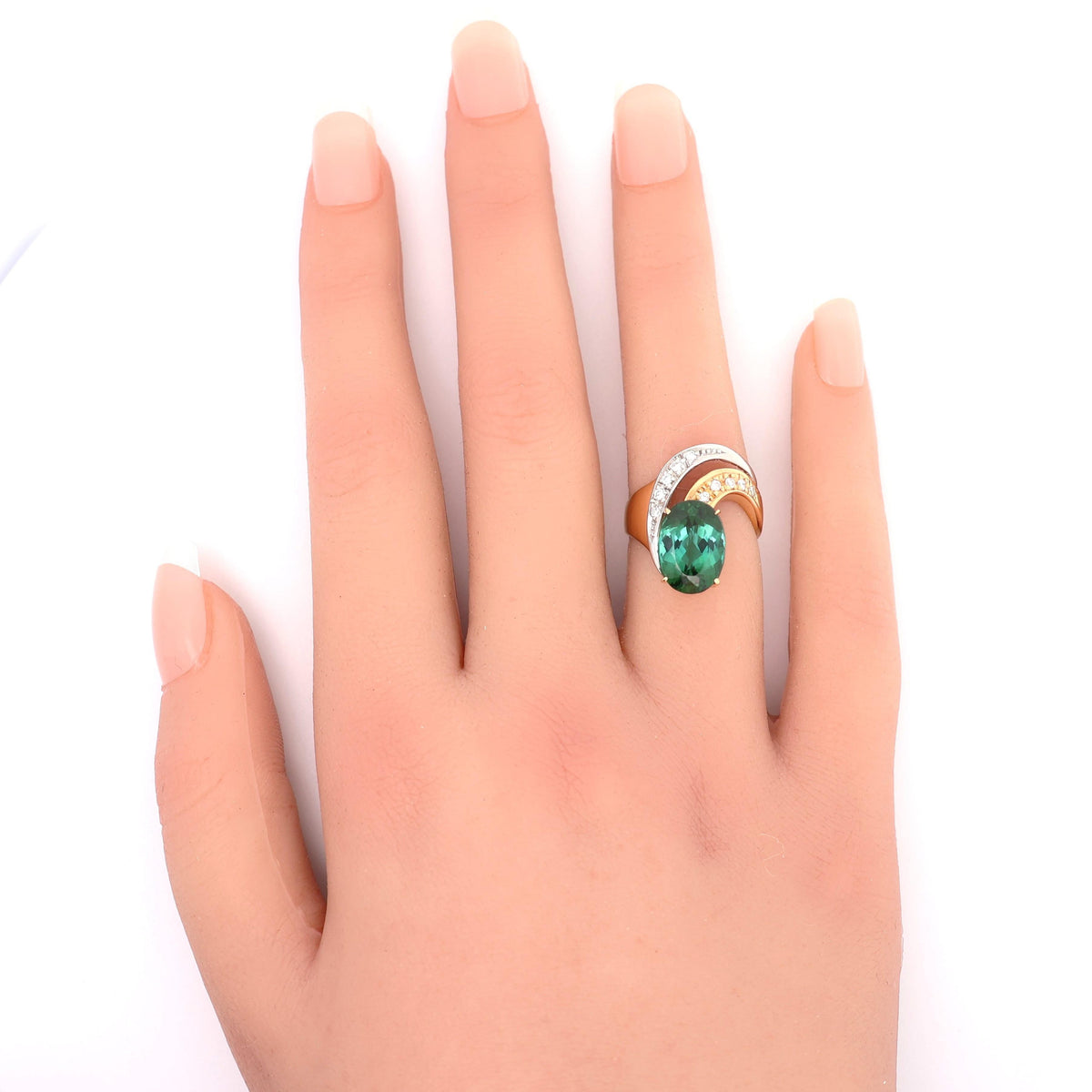 Estate 4.58 Carat Tourmaline Diamond 18K Yellow Gold & Platinum Ring