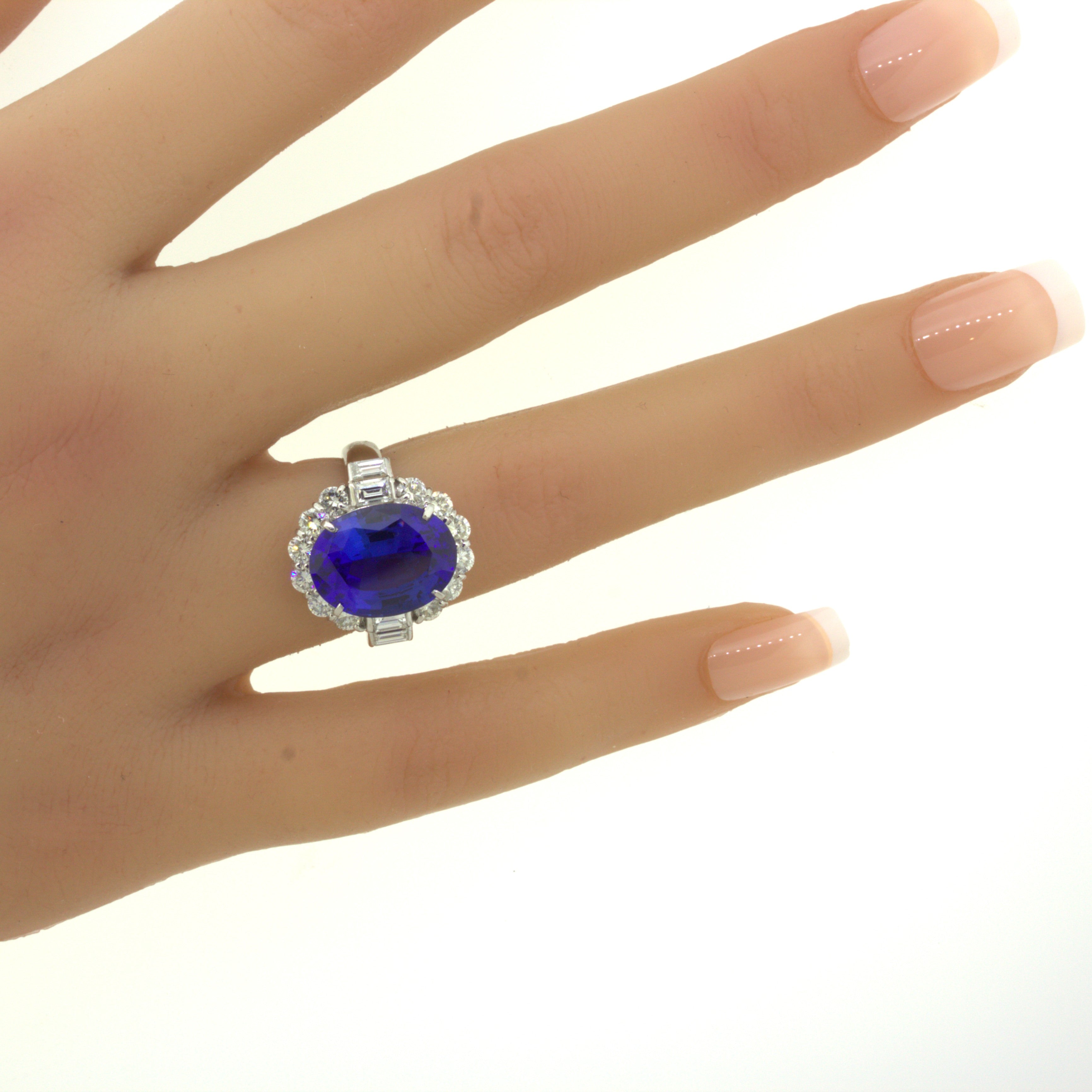 8.56 Carat Tanzanite Diamond Platinum Ring