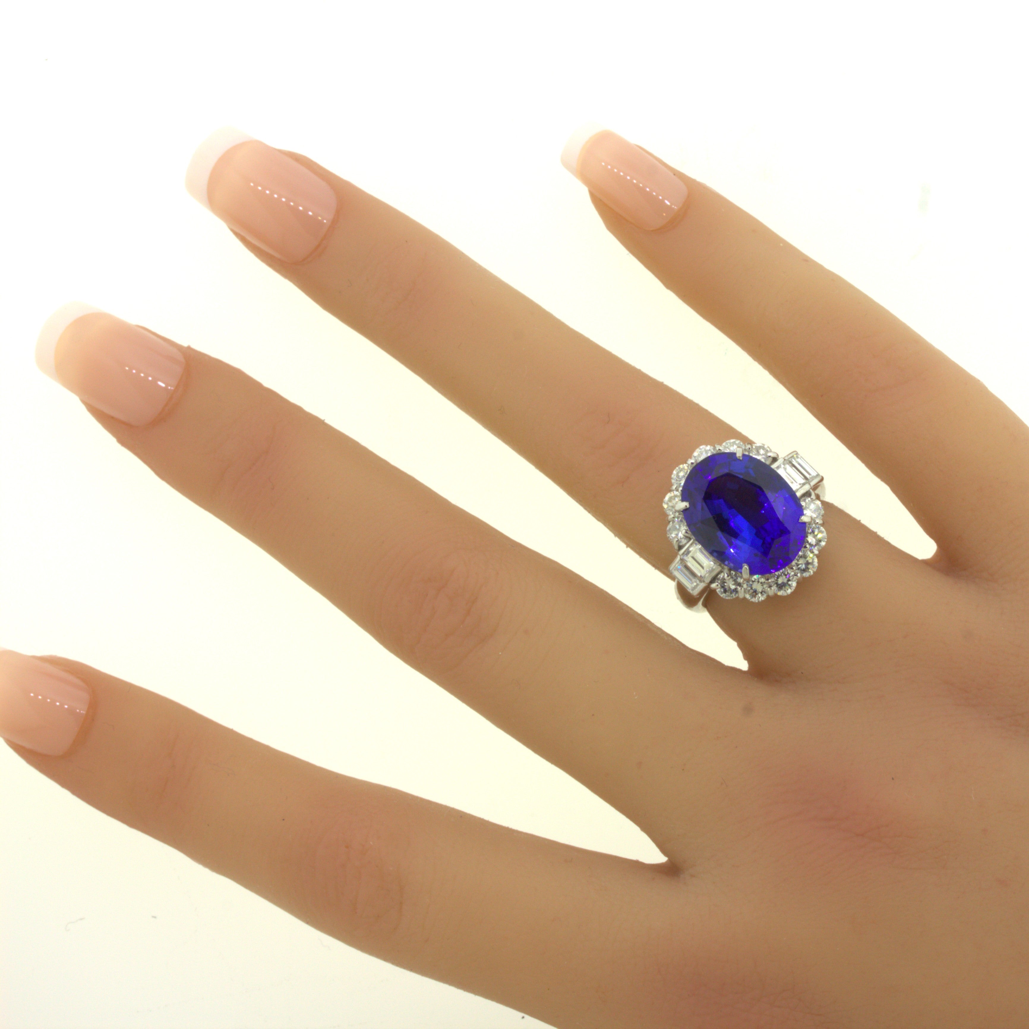 8.56 Carat Tanzanite Diamond Platinum Ring