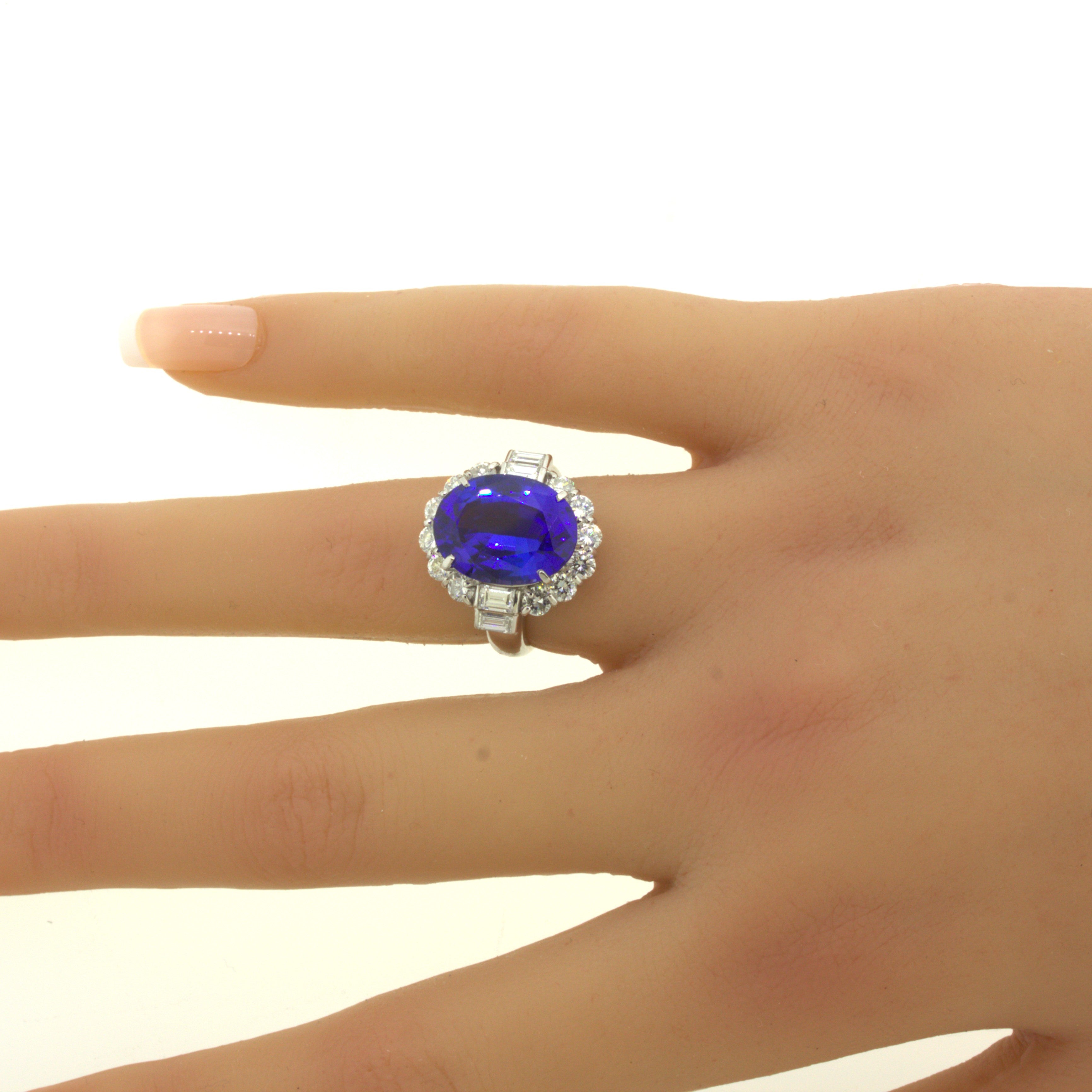 8.56 Carat Tanzanite Diamond Platinum Ring