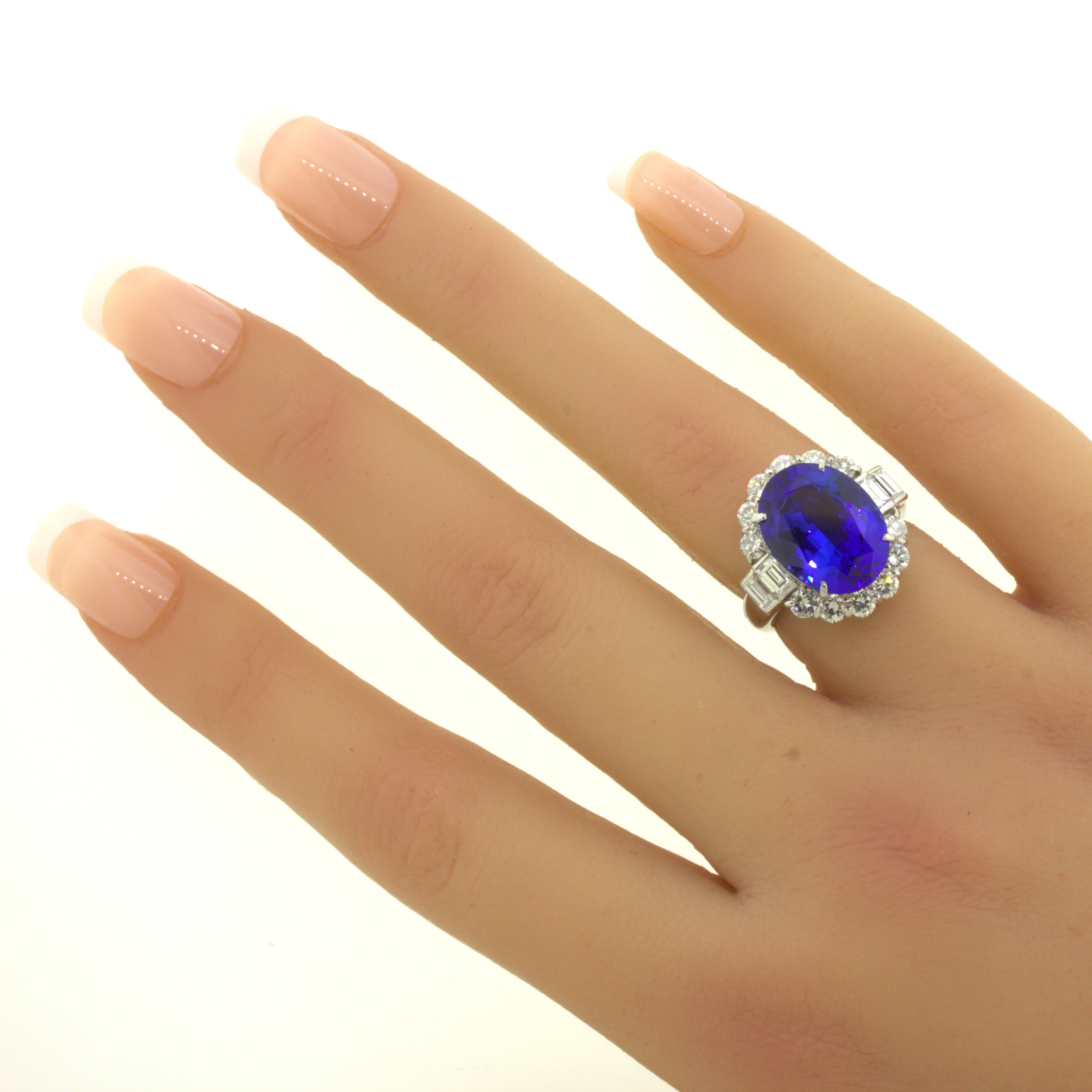 8.56 Carat Tanzanite Diamond Platinum Ring