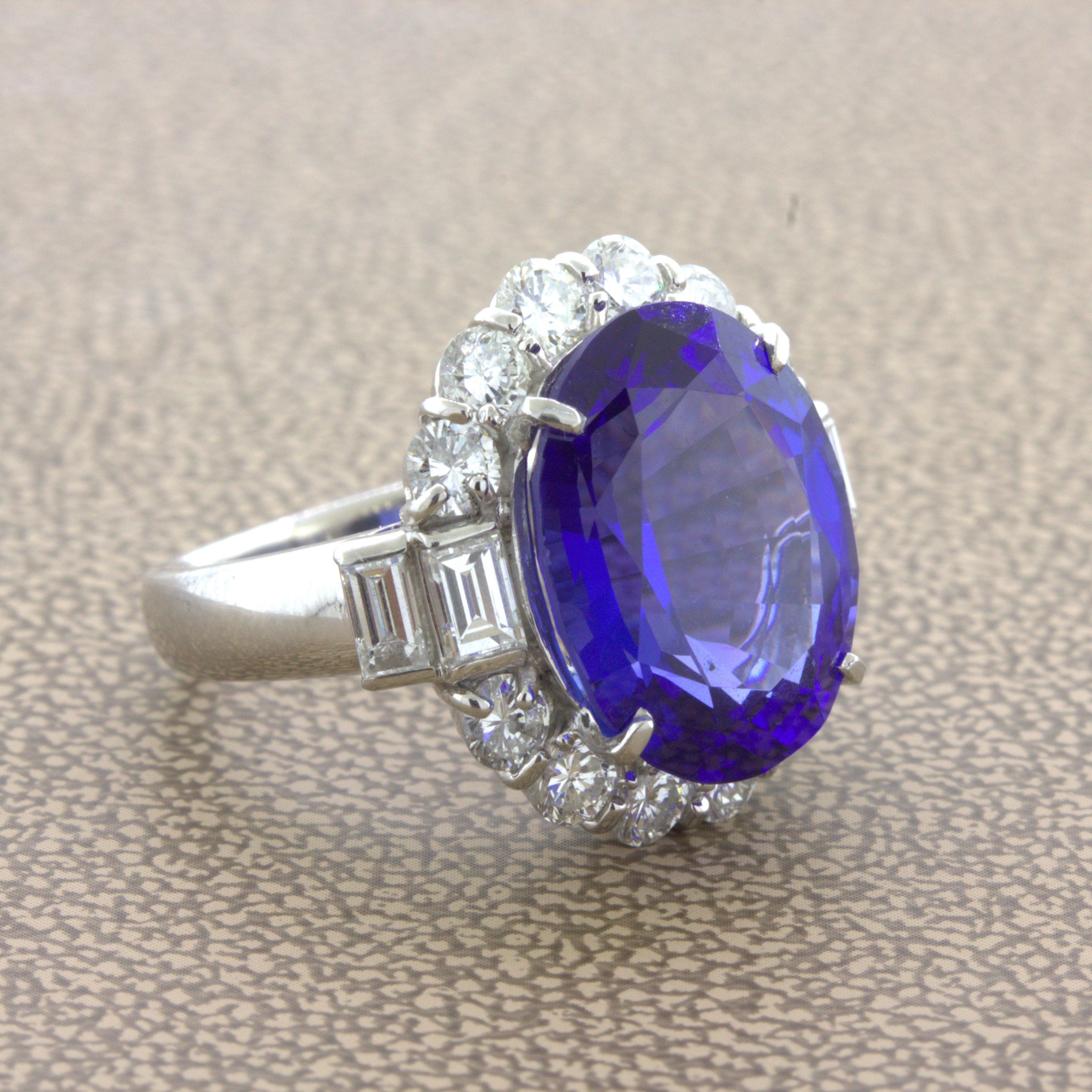 8.56 Carat Tanzanite Diamond Platinum Ring