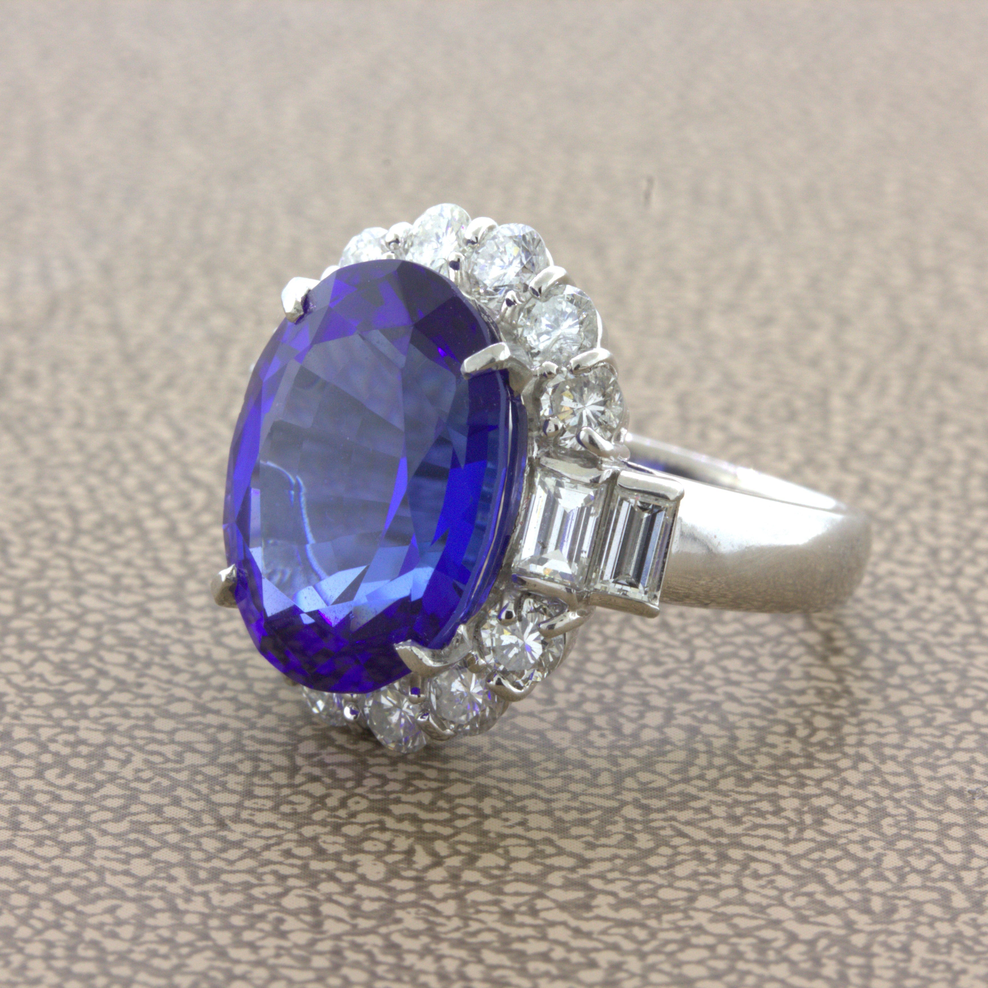 8.56 Carat Tanzanite Diamond Platinum Ring