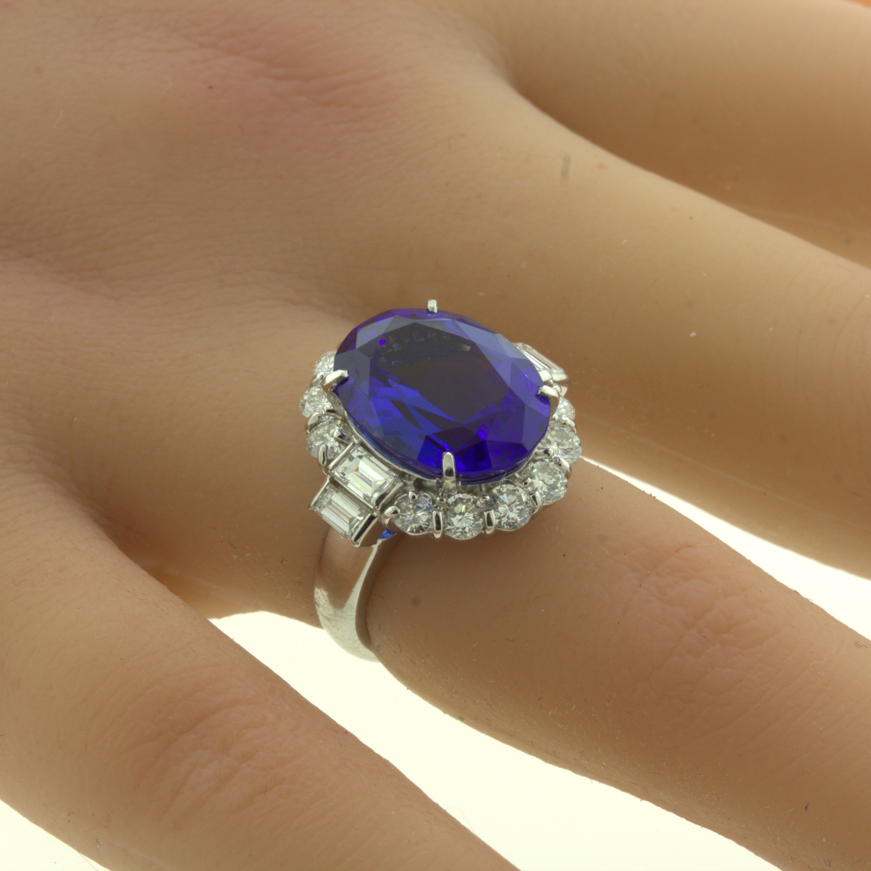 8.56 Carat Tanzanite Diamond Platinum Ring