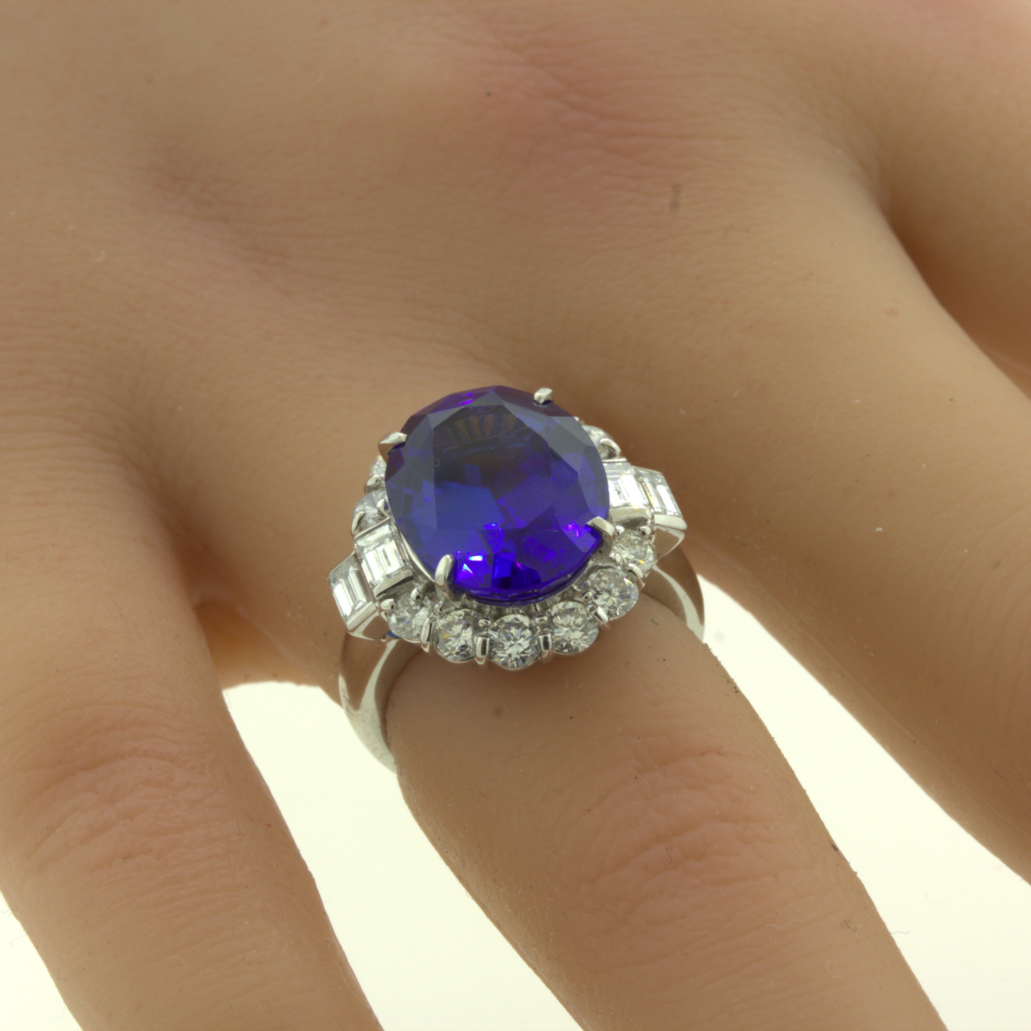 8.56 Carat Tanzanite Diamond Platinum Ring