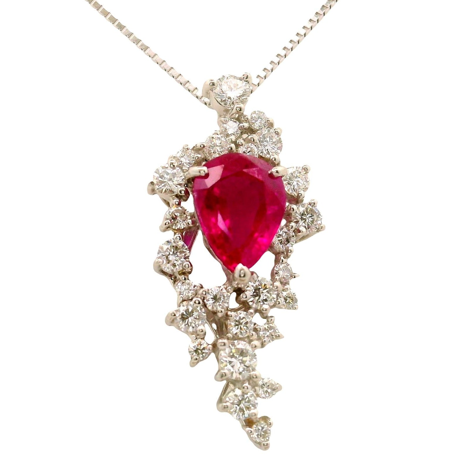 2.11 Carat Burmese Ruby Diamond Platinum Pendant Necklace, GIA Certified