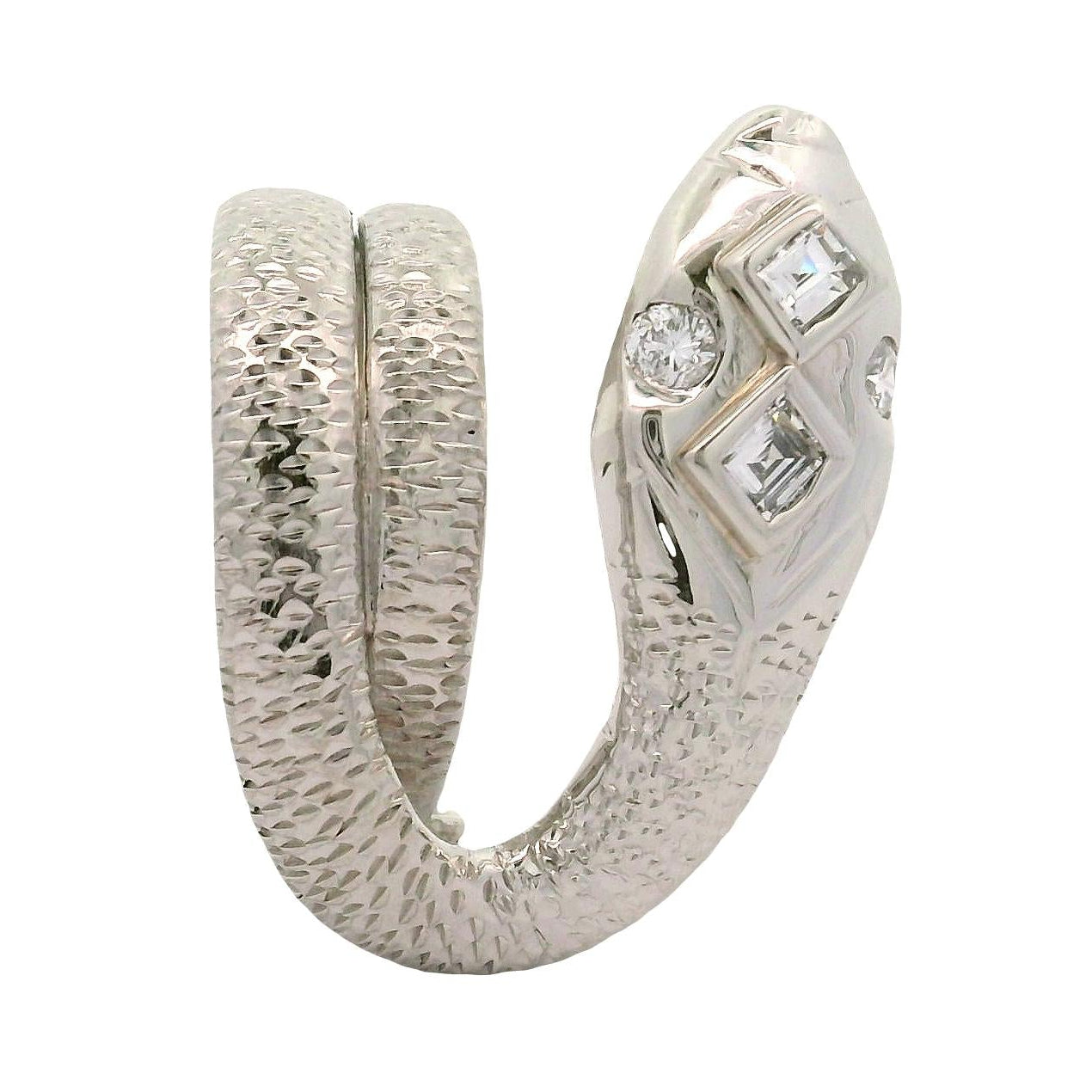 Diamond Platinum Coiled Snake Ring