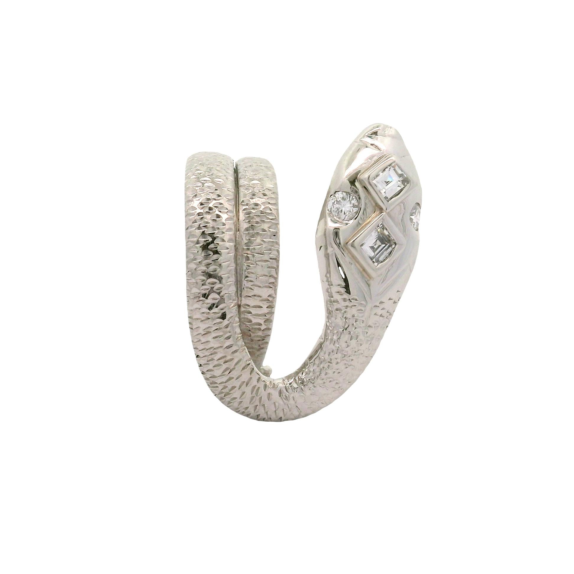 Diamond Platinum Coiled Snake Ring
