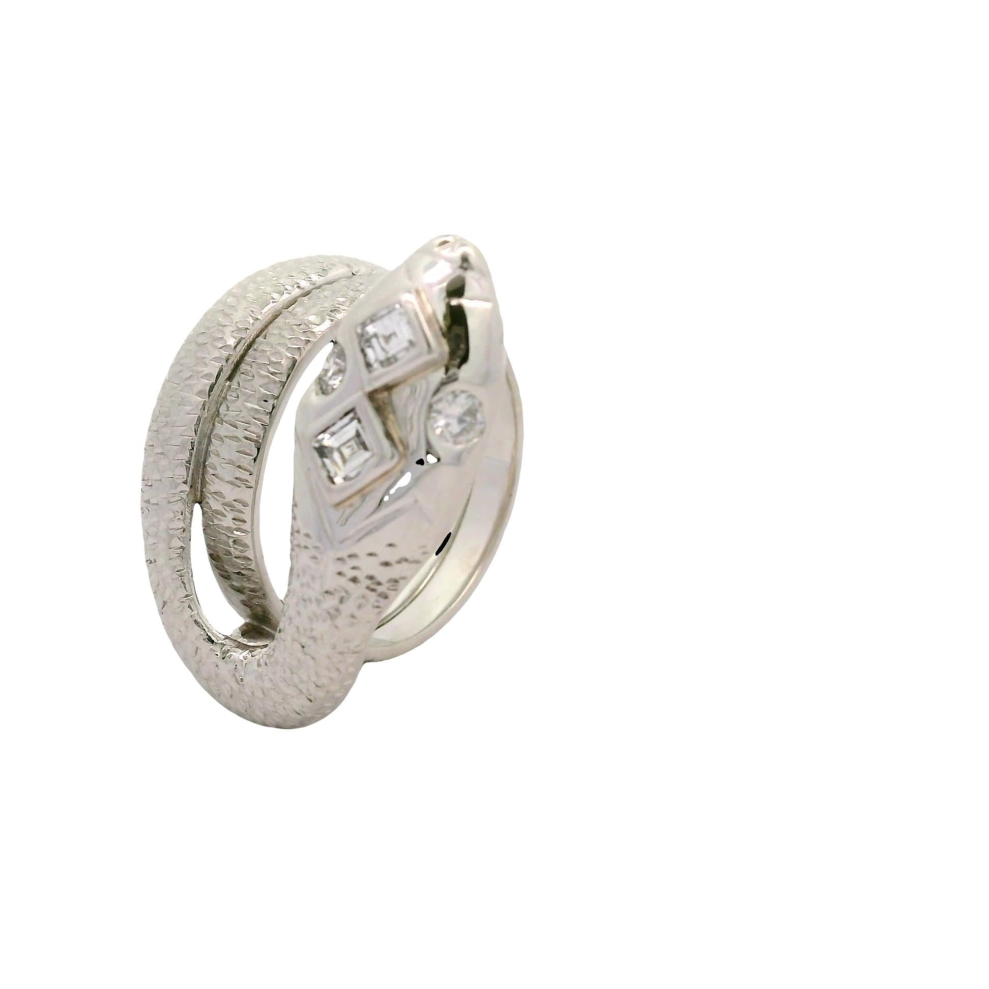 Diamond Platinum Coiled Snake Ring