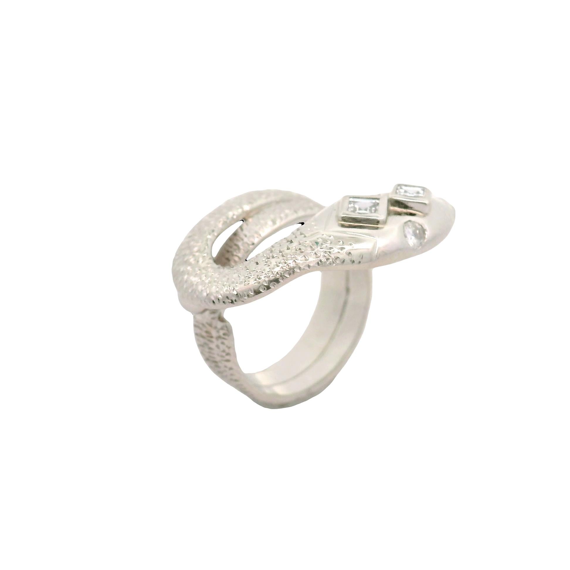 Diamond Platinum Coiled Snake Ring