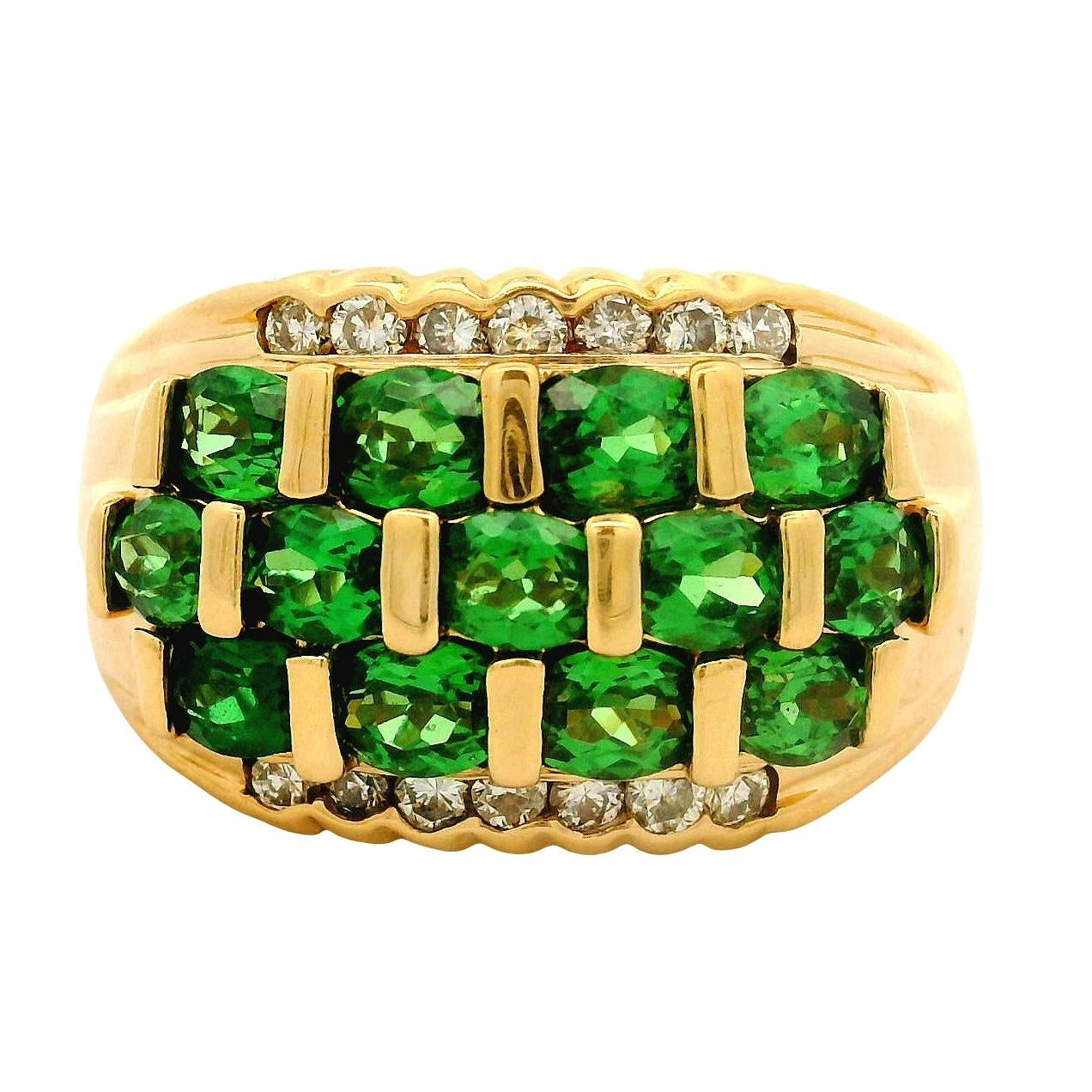 Tsavorite Garnet Diamond 18K Yellow Gold Ring