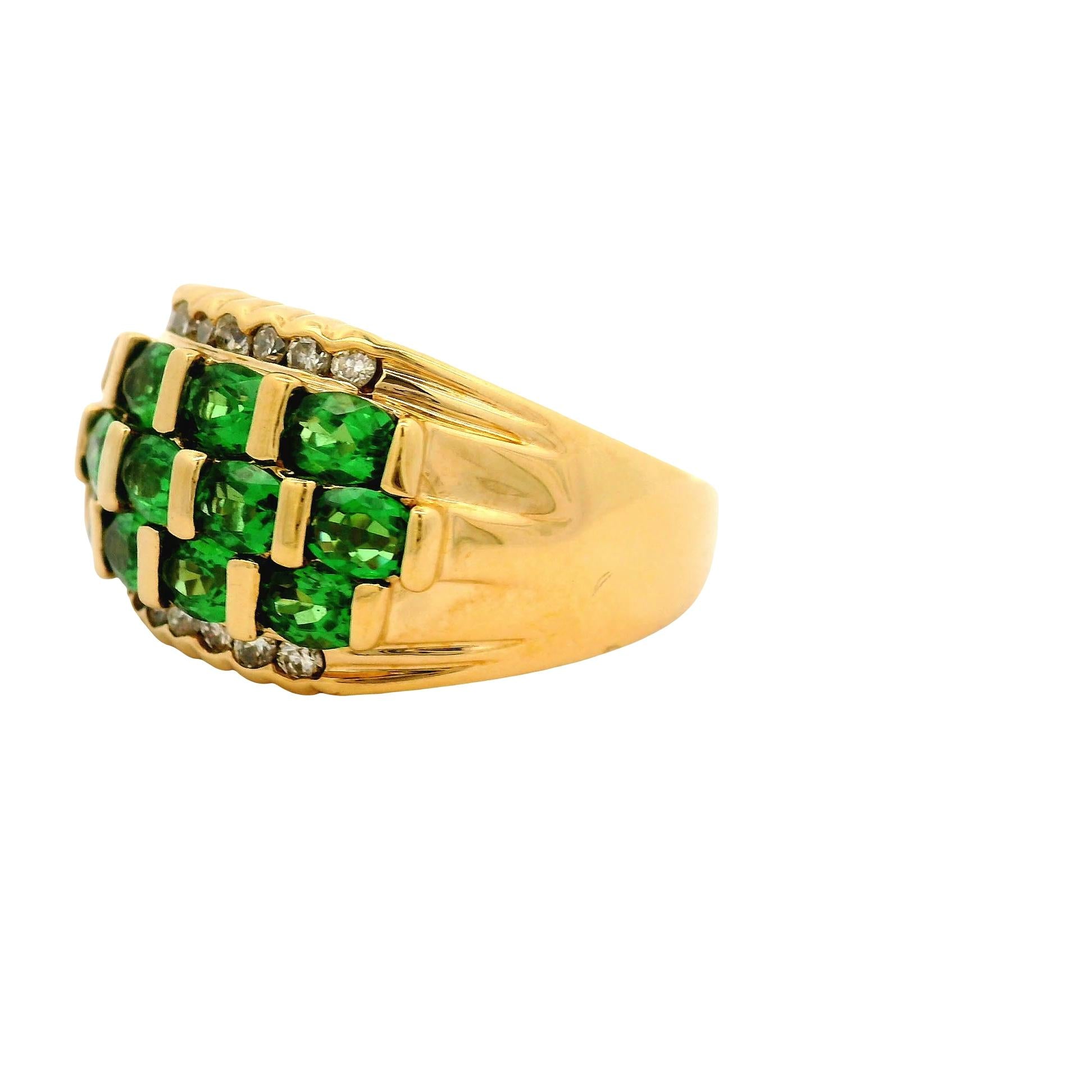 Tsavorite Garnet Diamond 18K Yellow Gold Ring