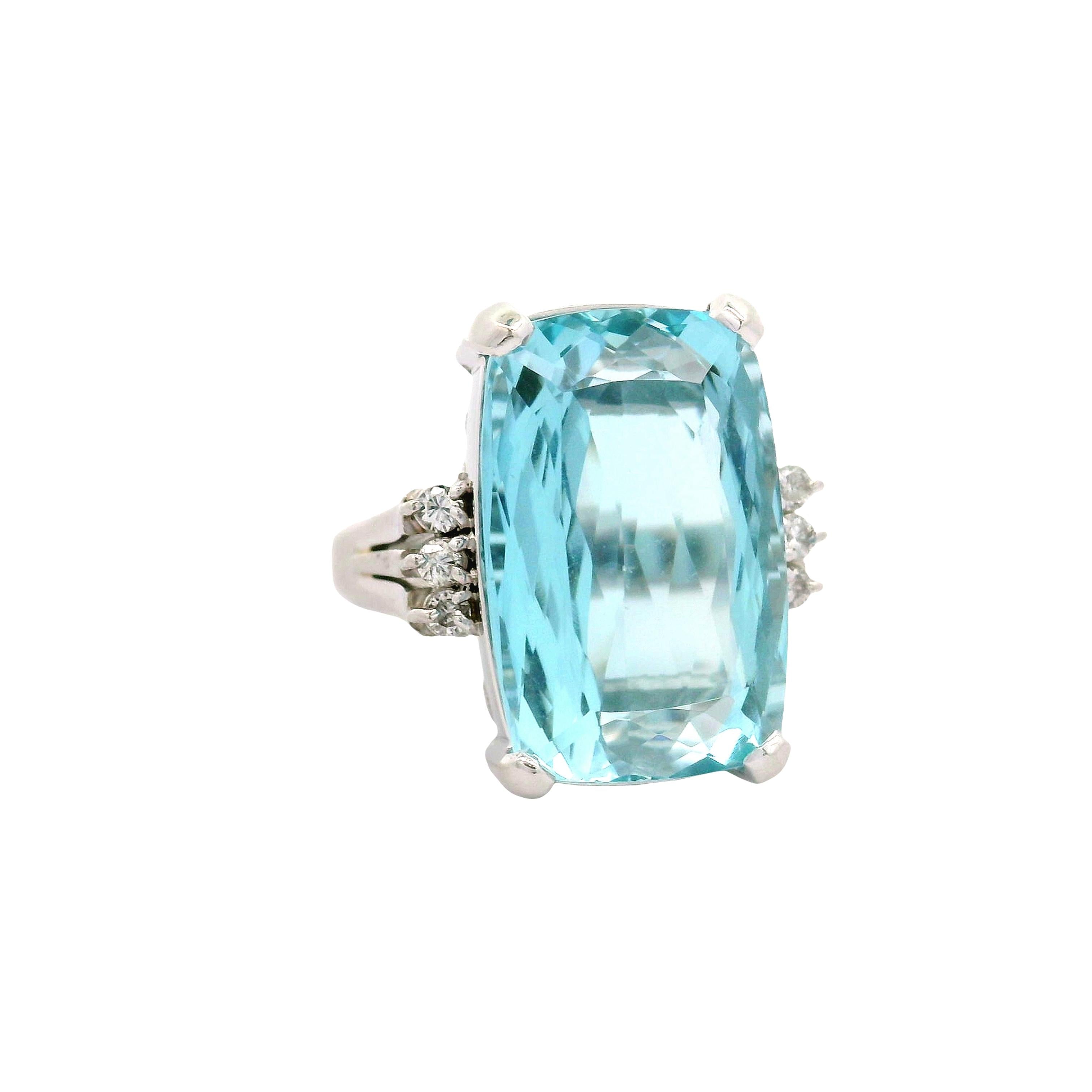 10.25 Carat Aquamarine Diamond Platinum Ring