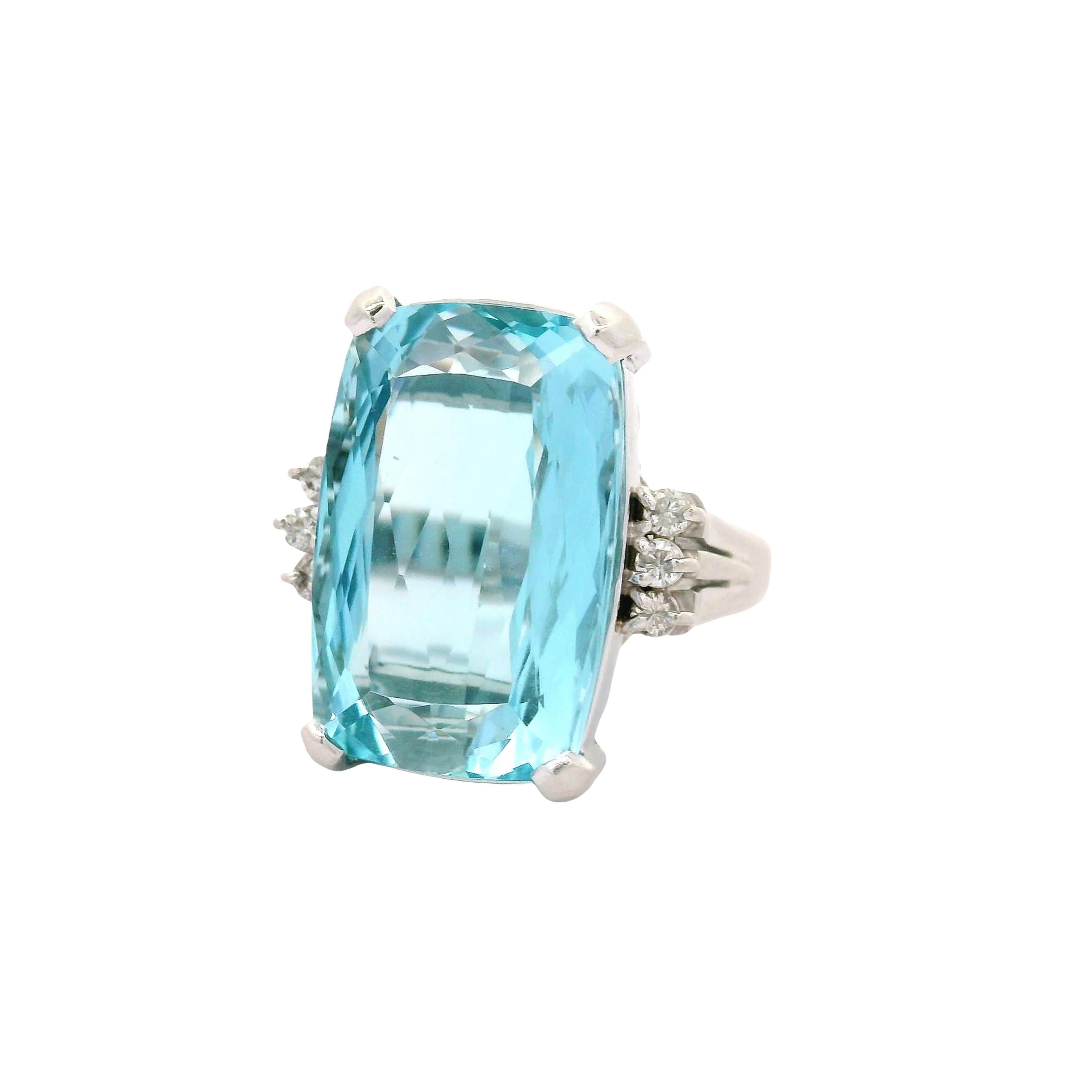10.25 Carat Aquamarine Diamond Platinum Ring
