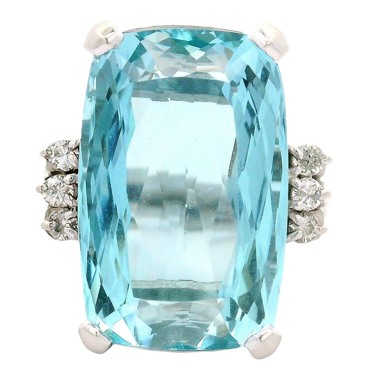10.25 Carat Aquamarine Diamond Platinum Ring