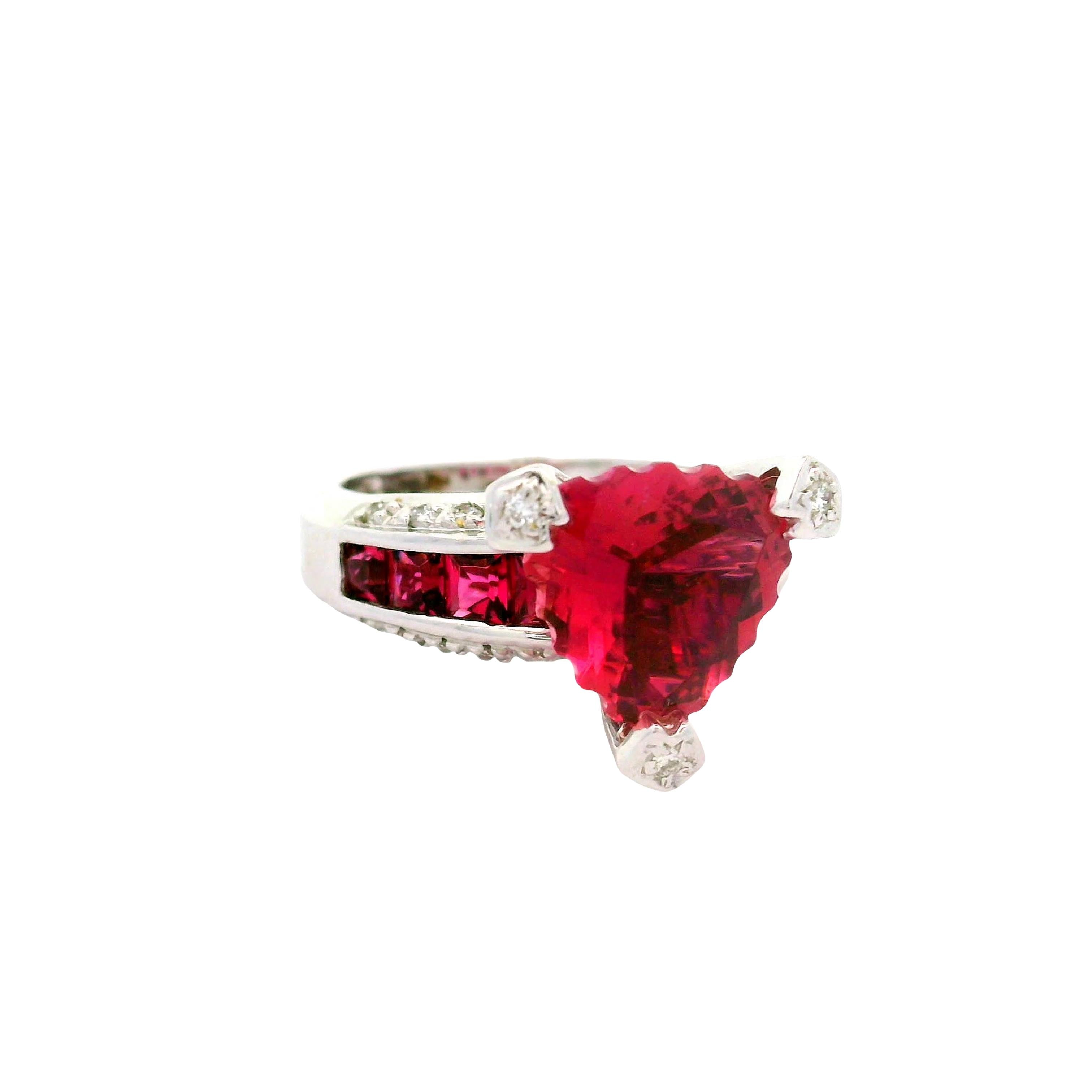 Bellarri Pink Tourmaline Diamond 18K White Gold Ring