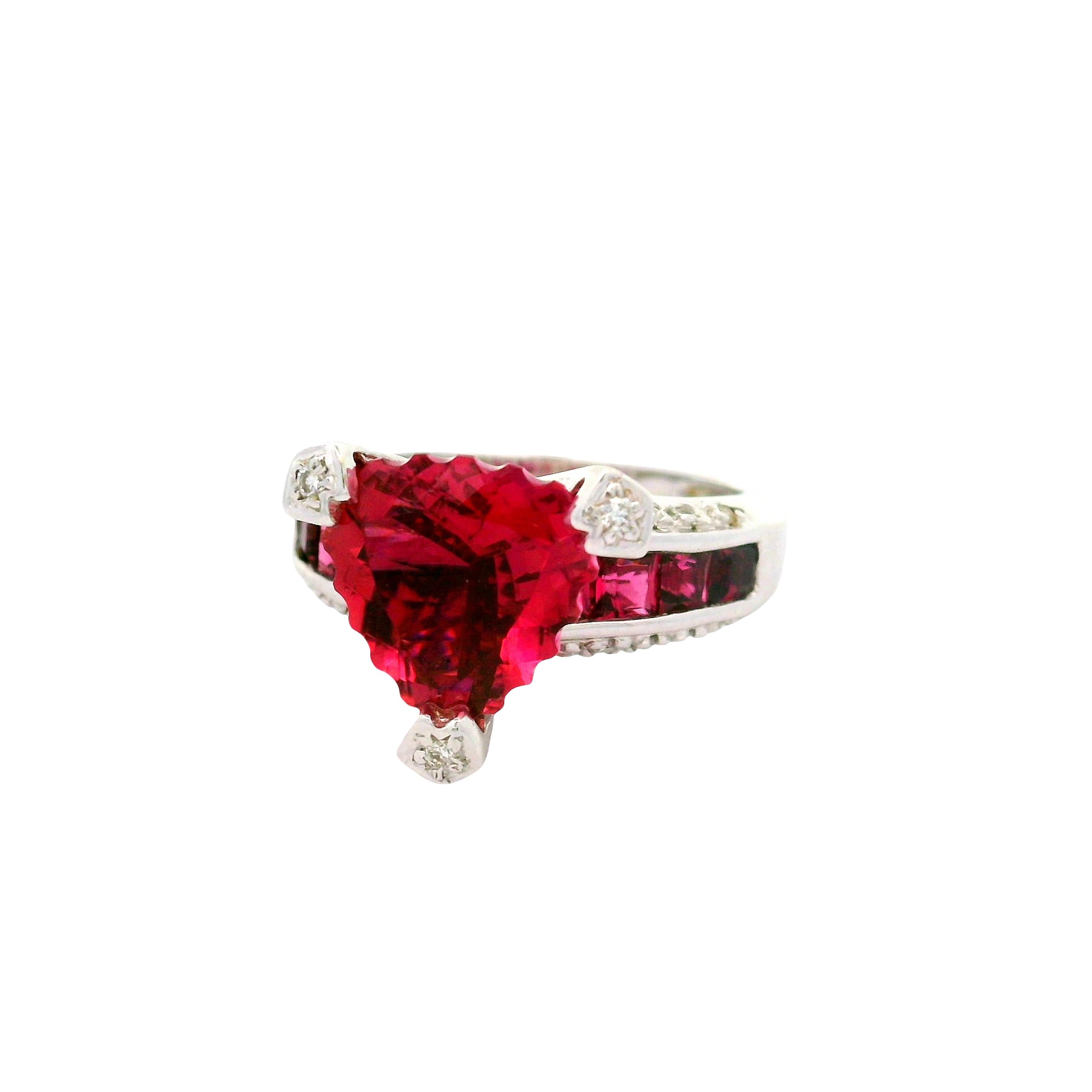 Bellarri Pink Tourmaline Diamond 18K White Gold Ring