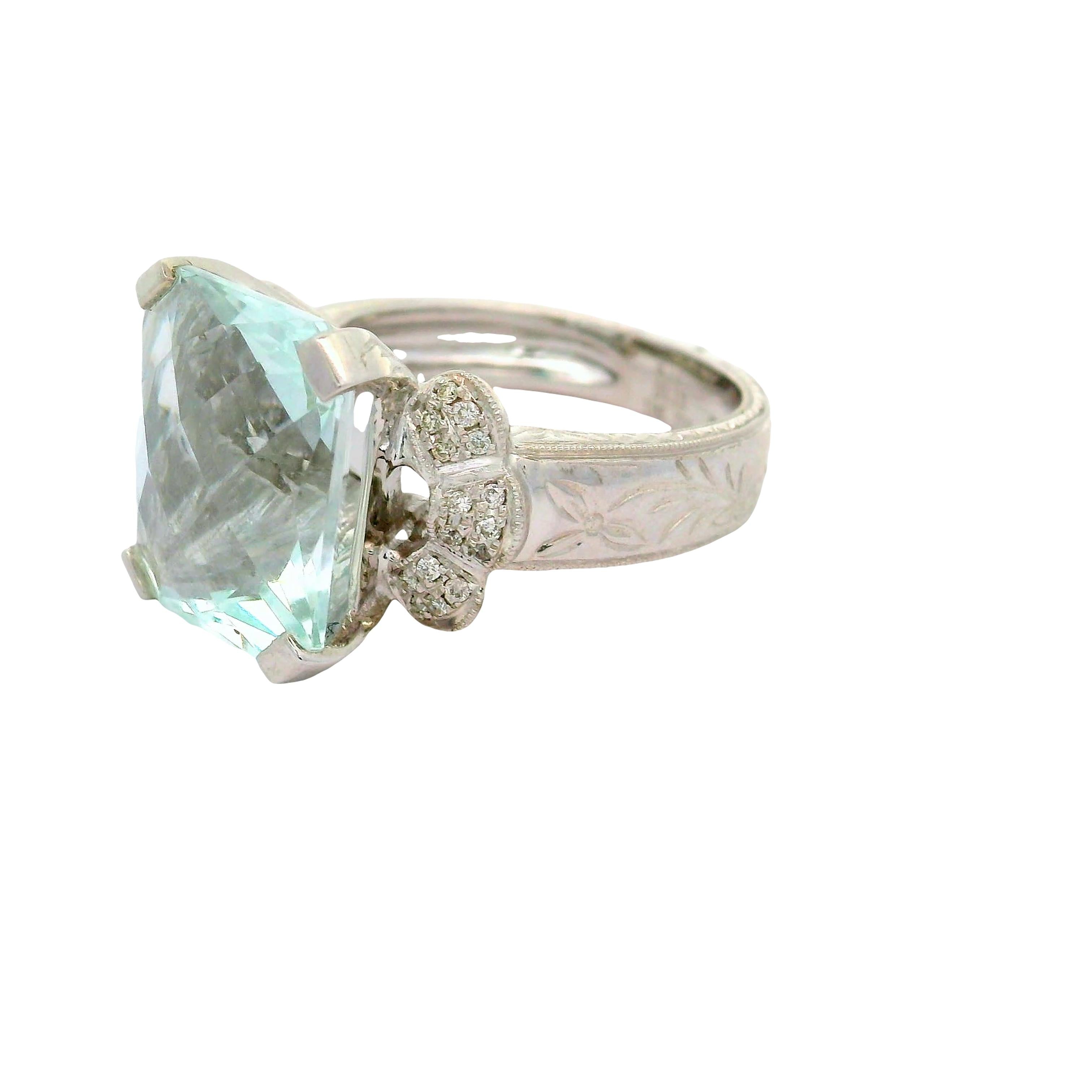 8.11 Carat Aquamarine Diamond 18K White Gold Ring