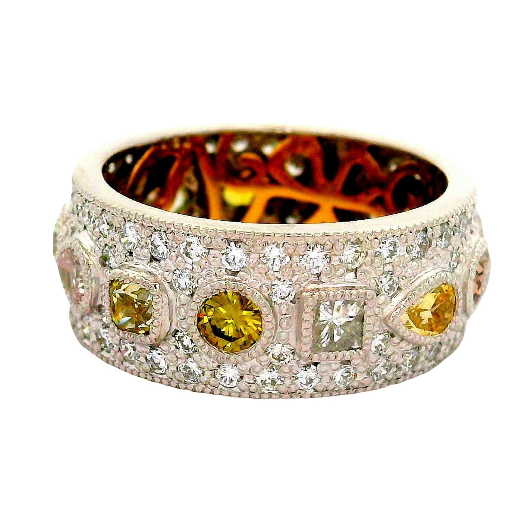 Diamond Platinum & 18K Gold Pave Band