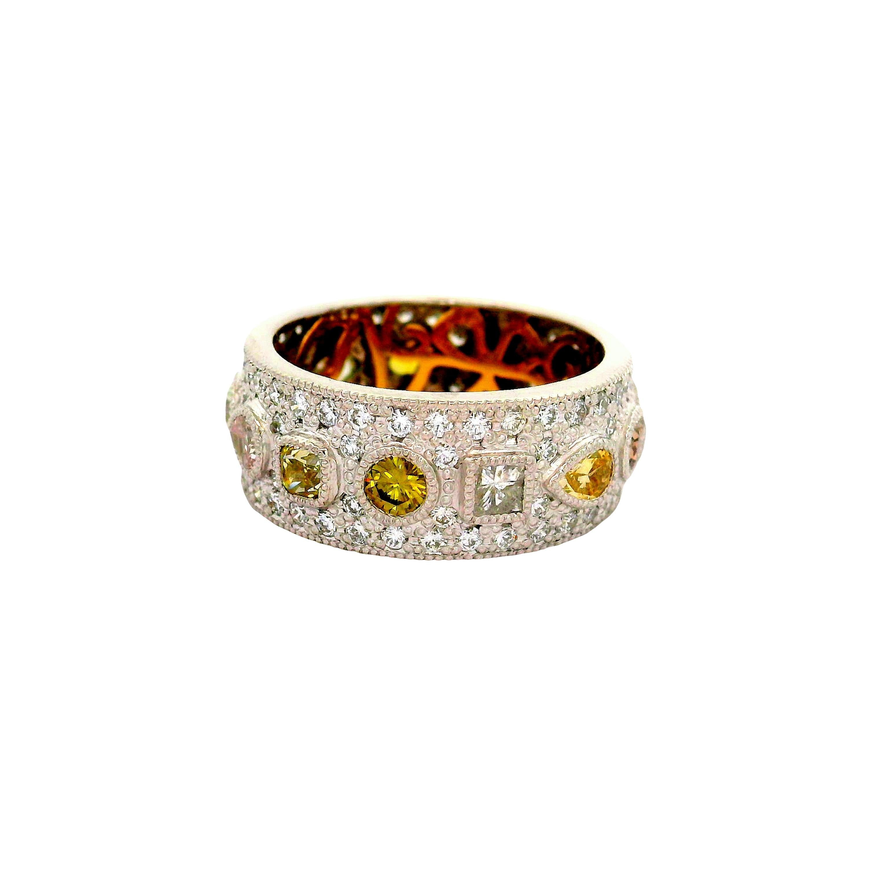 Diamond Platinum & 18K Gold Pave Band