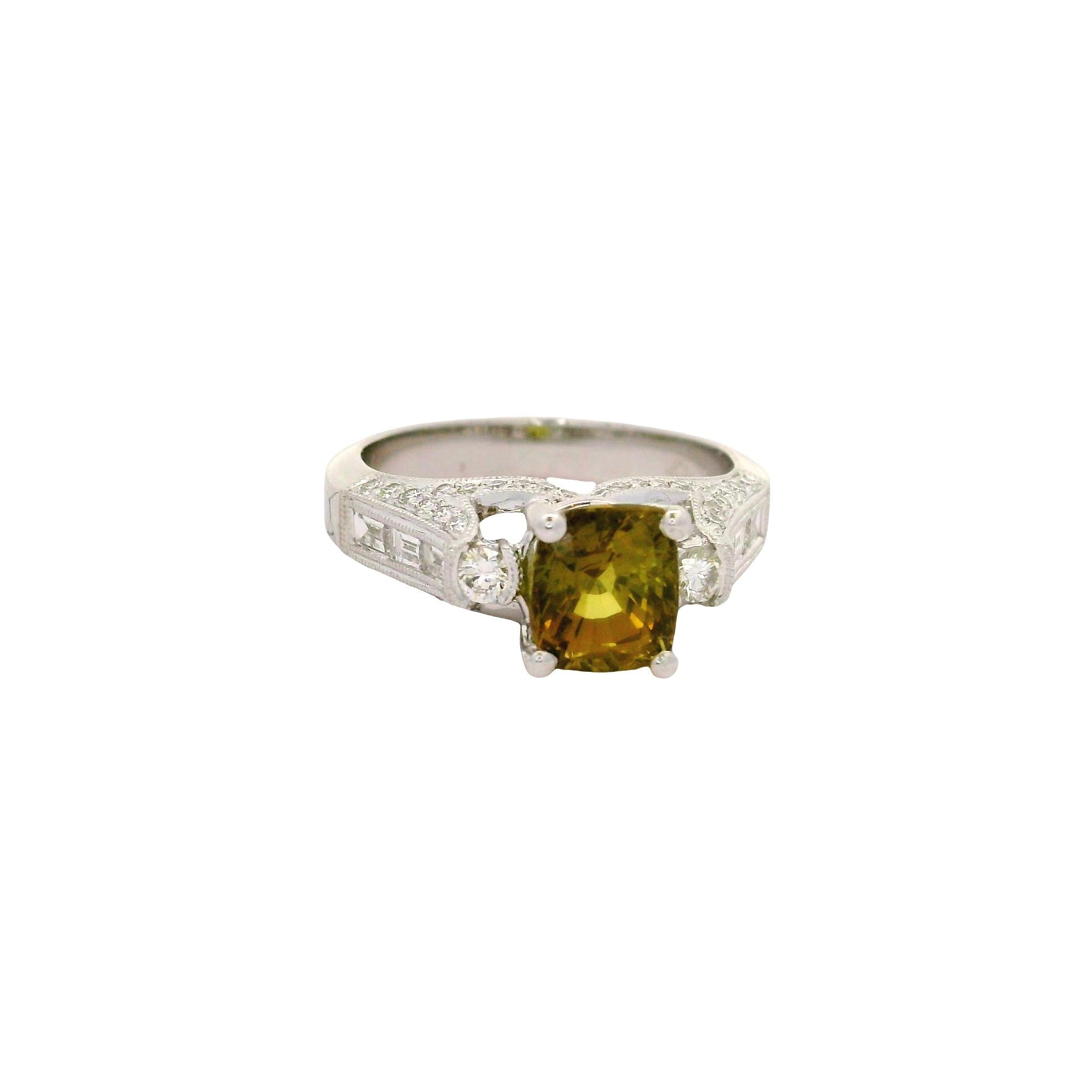 2.07 Carat Alexandrite Diamond 18K White Gold Ring, GIA Certified