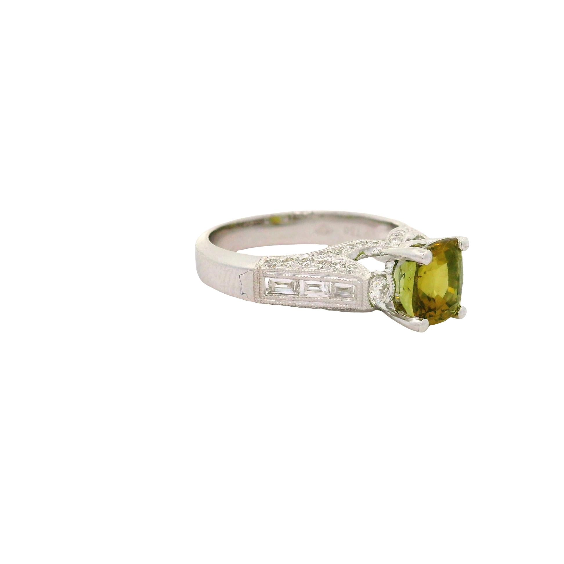 2.07 Carat Alexandrite Diamond 18K White Gold Ring, GIA Certified