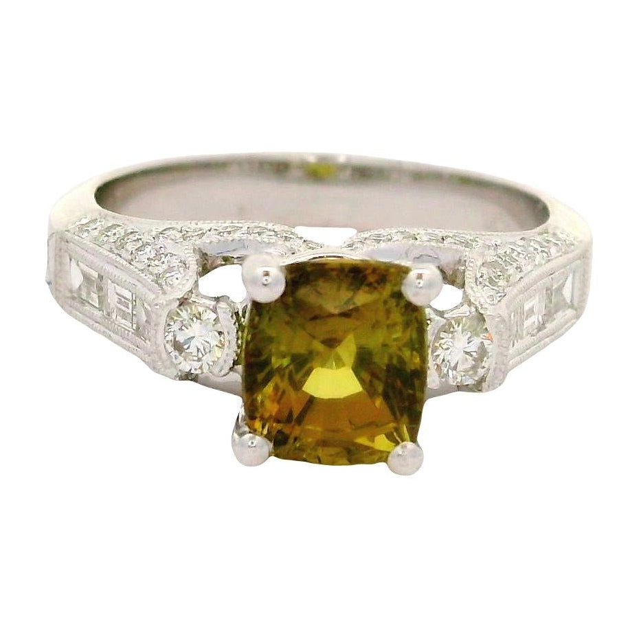 2.07 Carat Alexandrite Diamond 18K White Gold Ring, GIA Certified