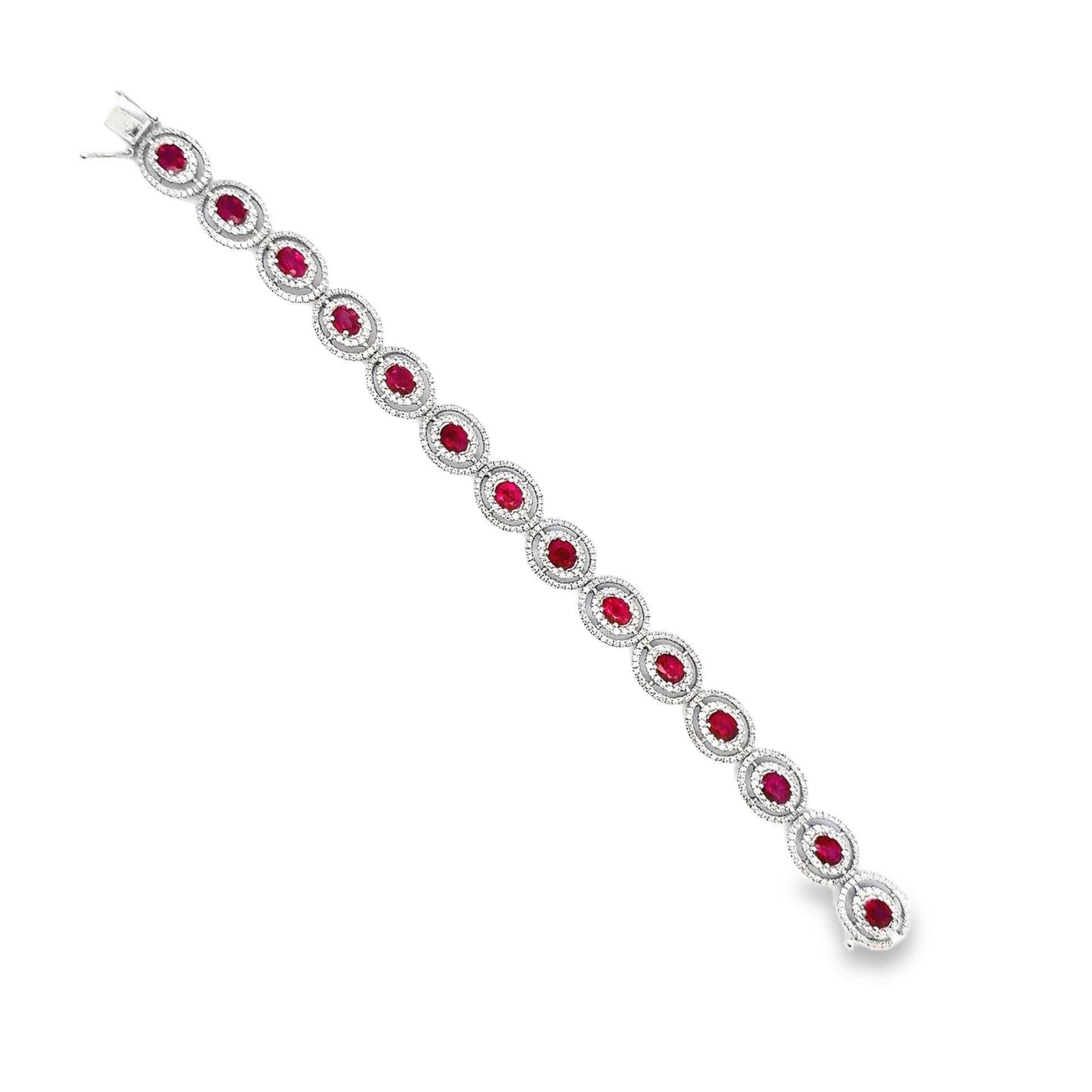 Ruby Diamond 18k White Gold Bracelet