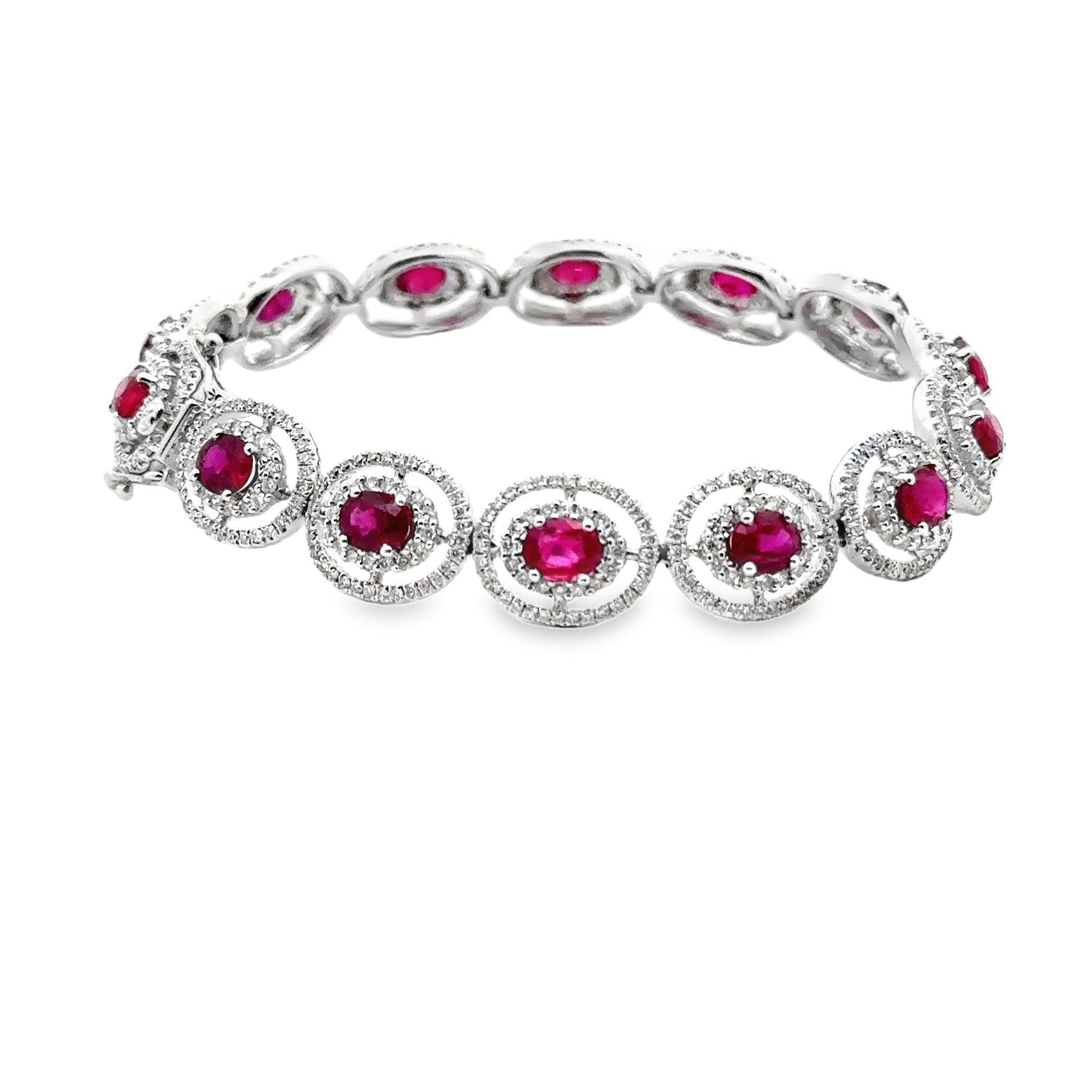 Ruby Diamond 18k White Gold Bracelet