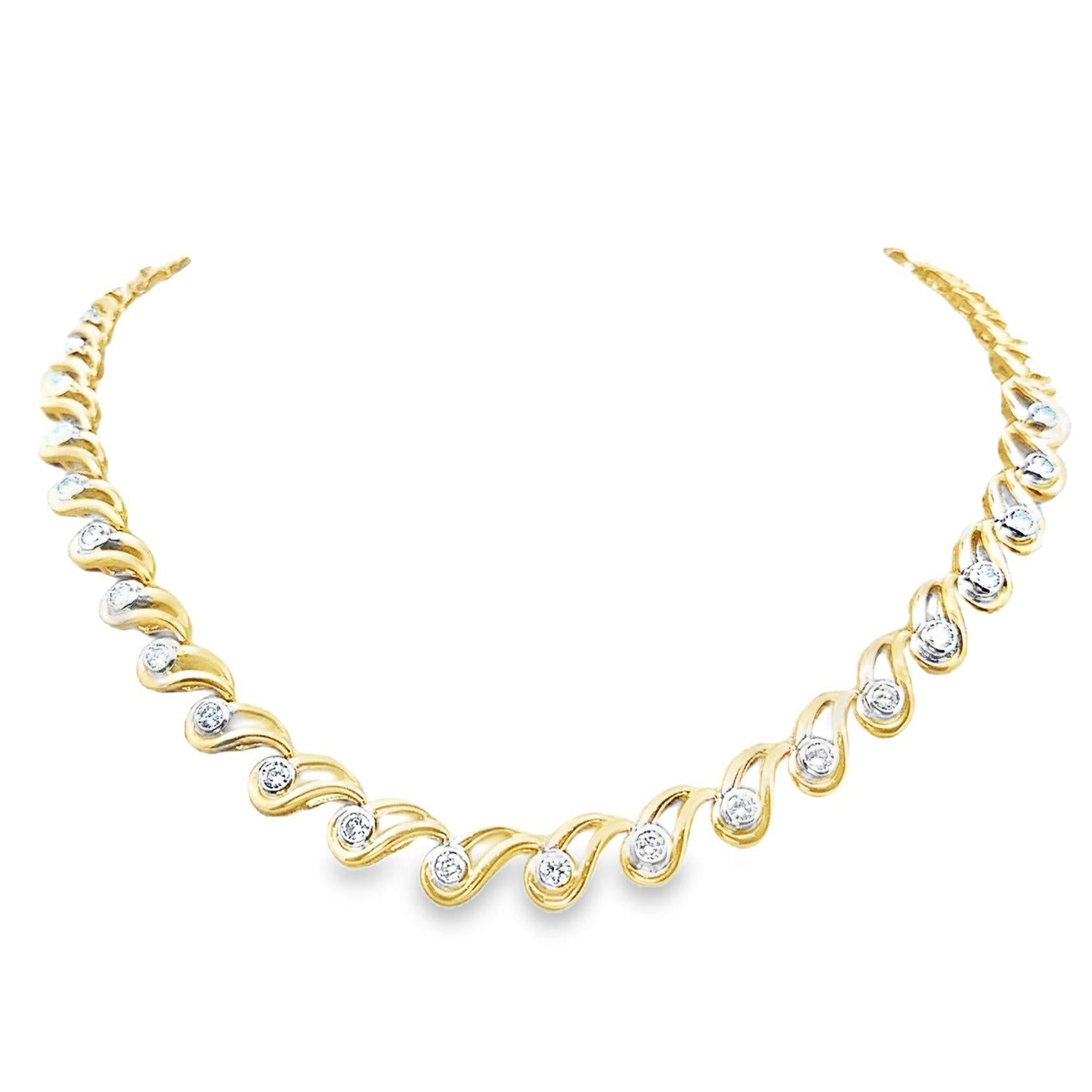 6.82 Carat Diamond 18k Yellow Gold Necklace