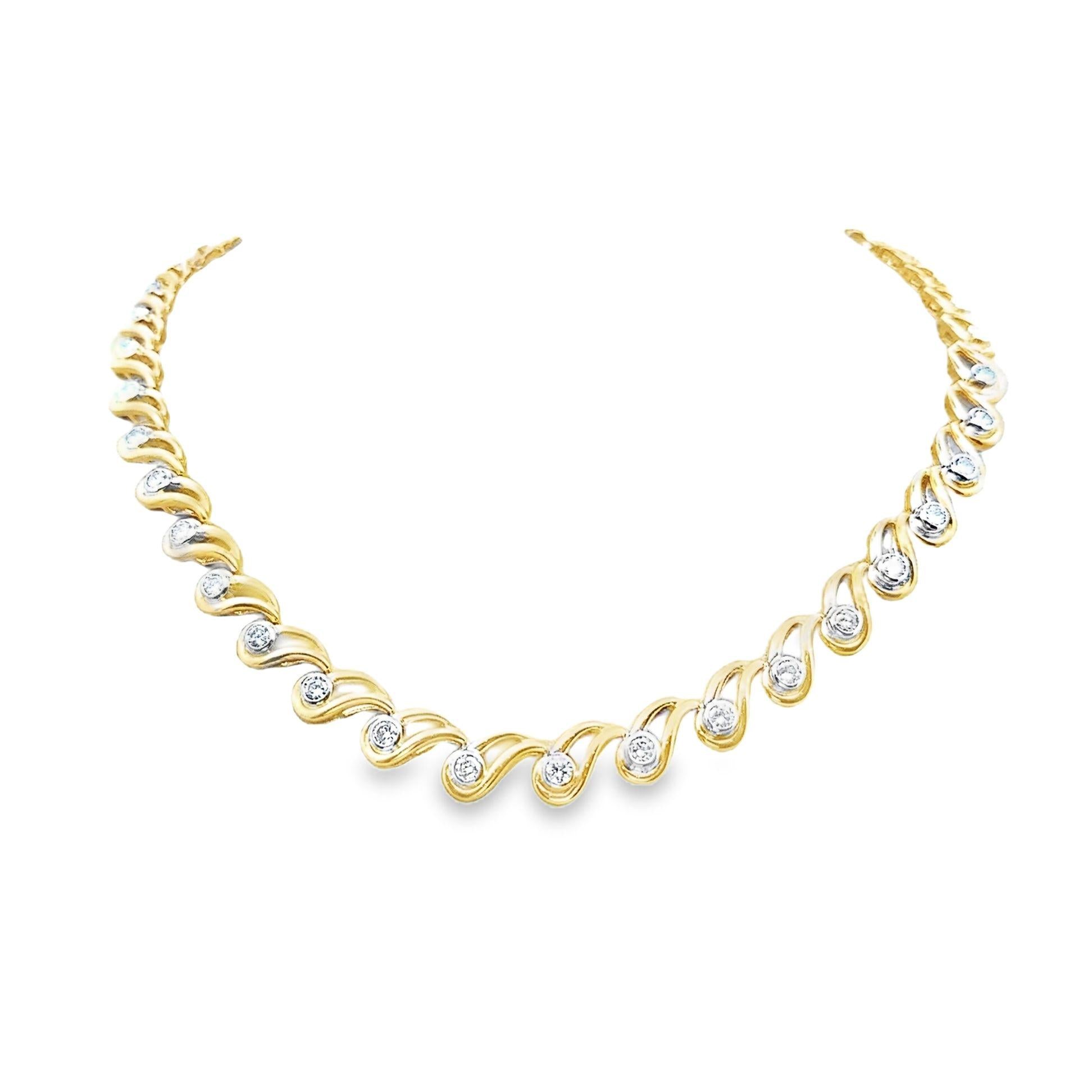 6.82 Carat Diamond 18k Yellow Gold Necklace