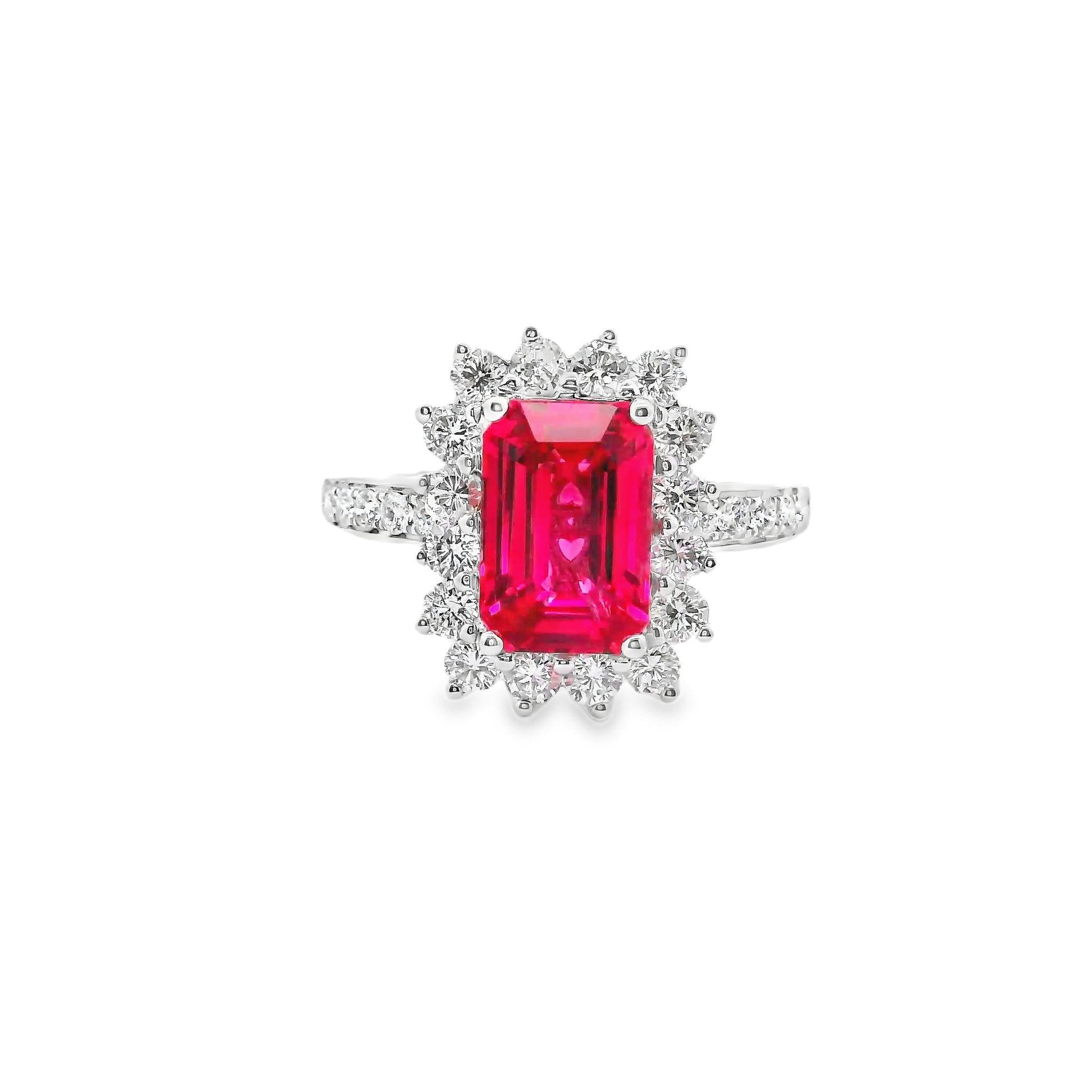 Exceptional 2.22 Carat Vivid-Pink Spinel Diamond 18k White Gold Ring, GRS Certif