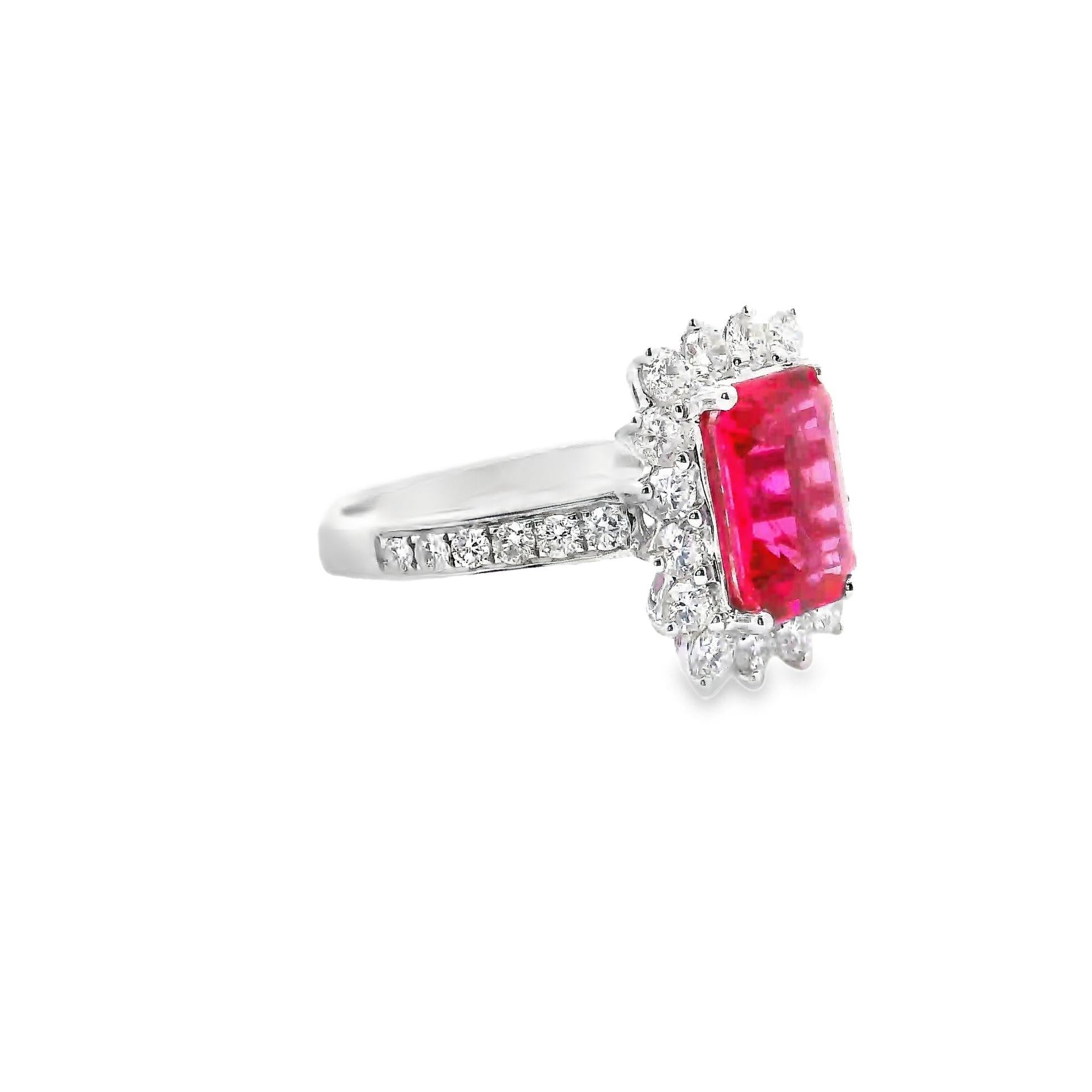 Exceptional 2.22 Carat Vivid-Pink Spinel Diamond 18k White Gold Ring, GRS Certif