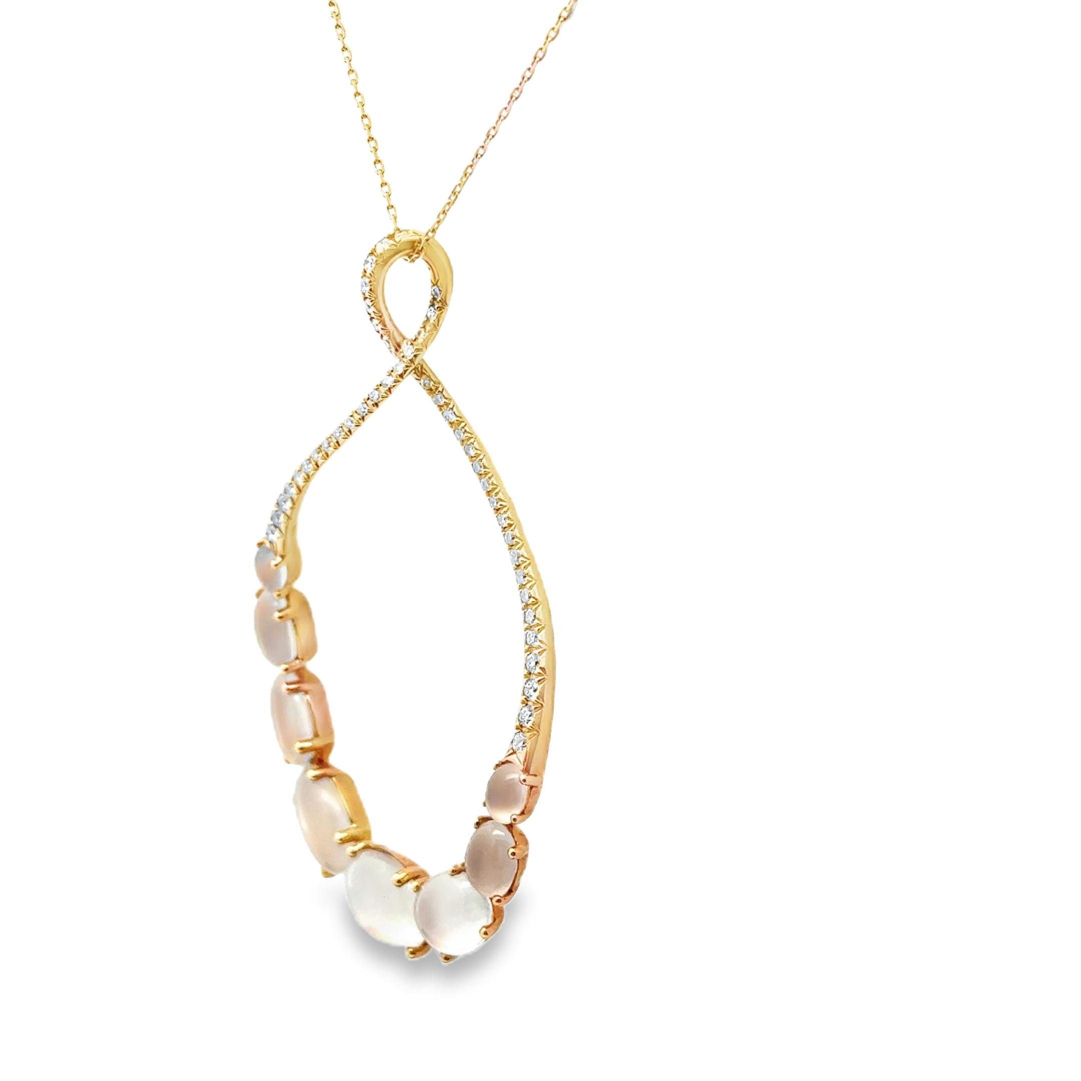 Moonstone Diamond Infinity 18k Rose Gold Pendant