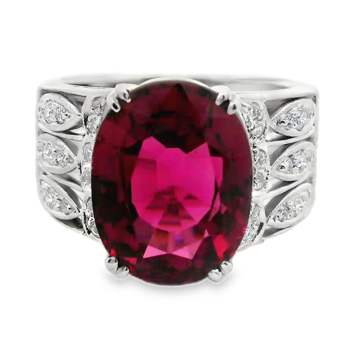 Pink Tourmaline Diamond Platinum Ring