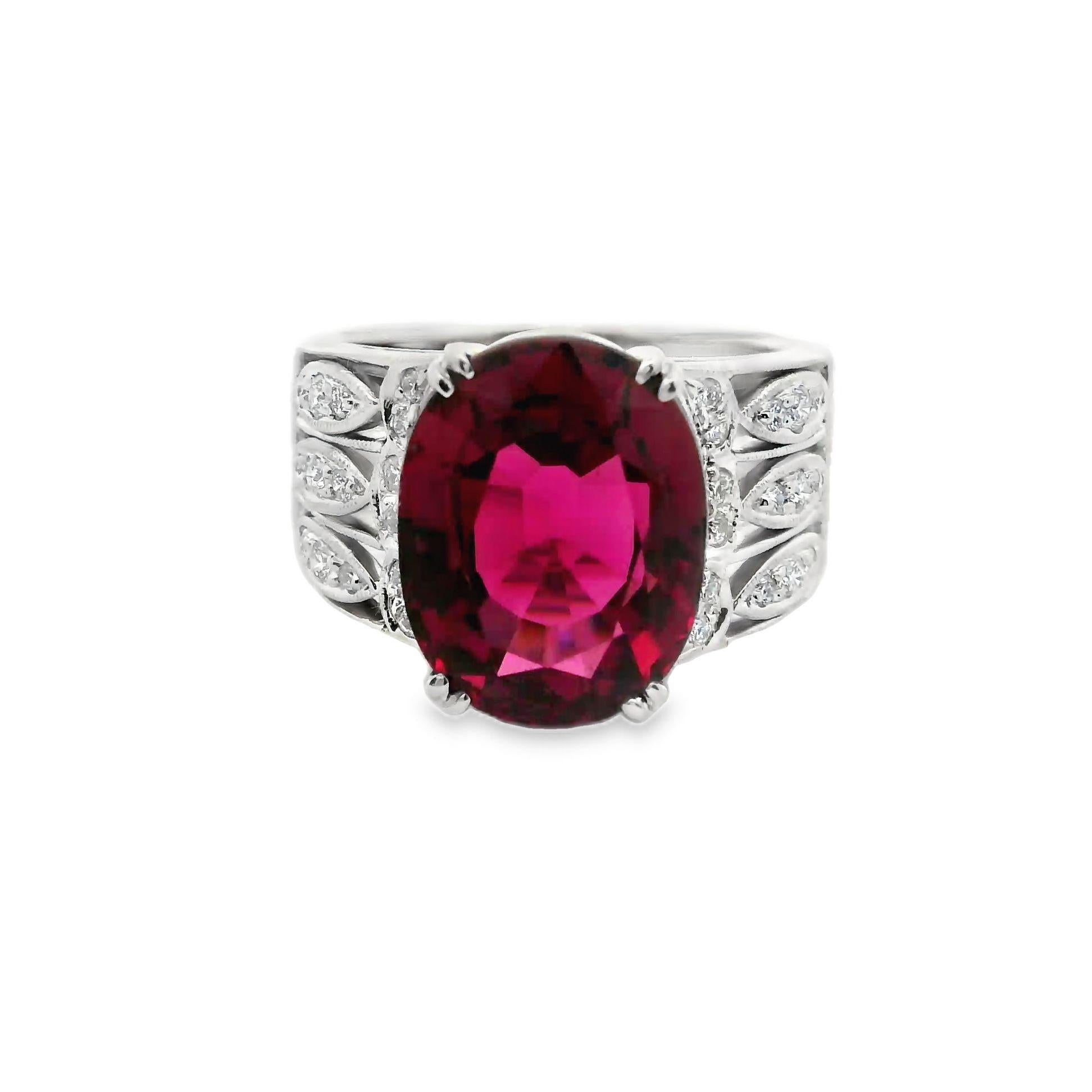 Pink Tourmaline Diamond Platinum Ring