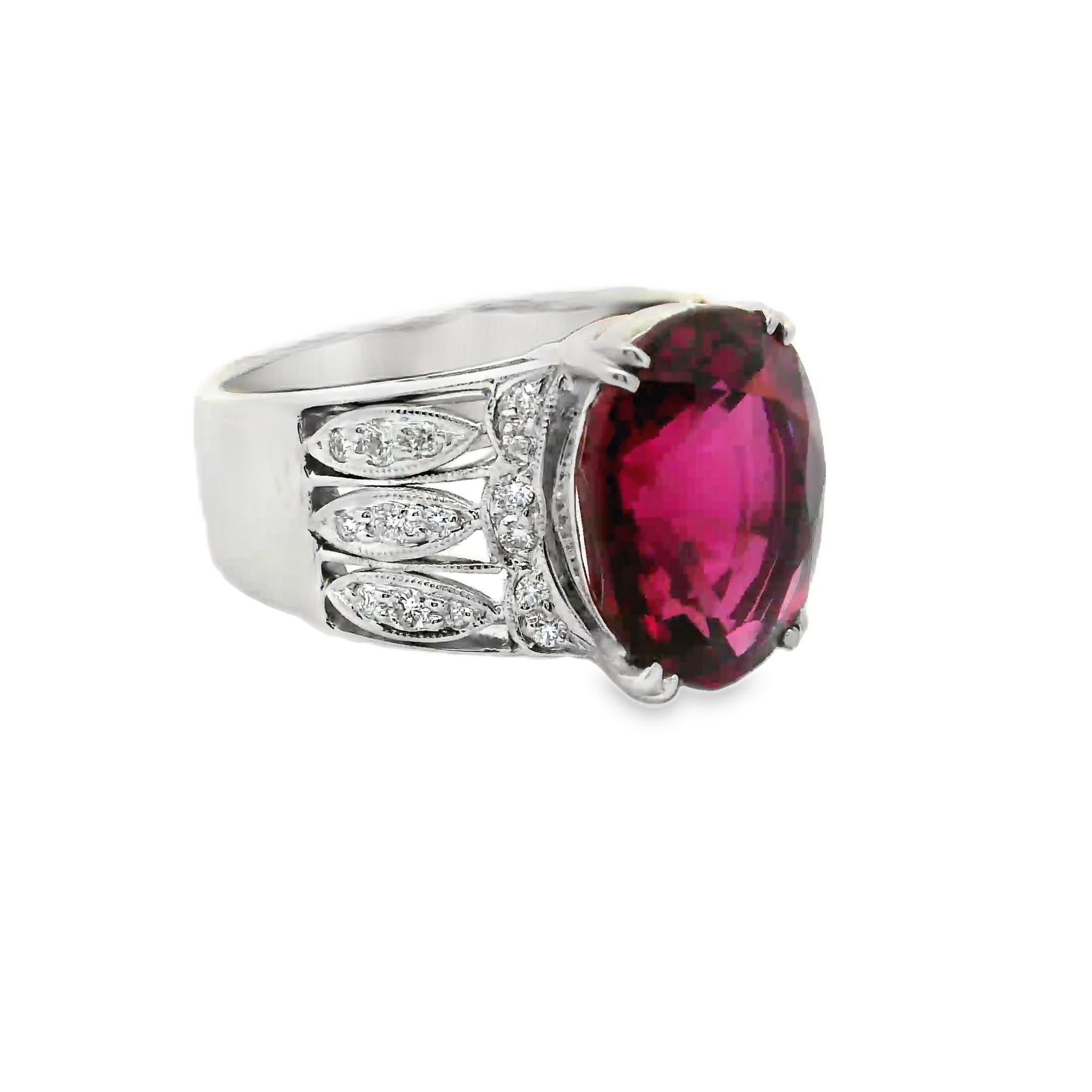 Pink Tourmaline Diamond Platinum Ring