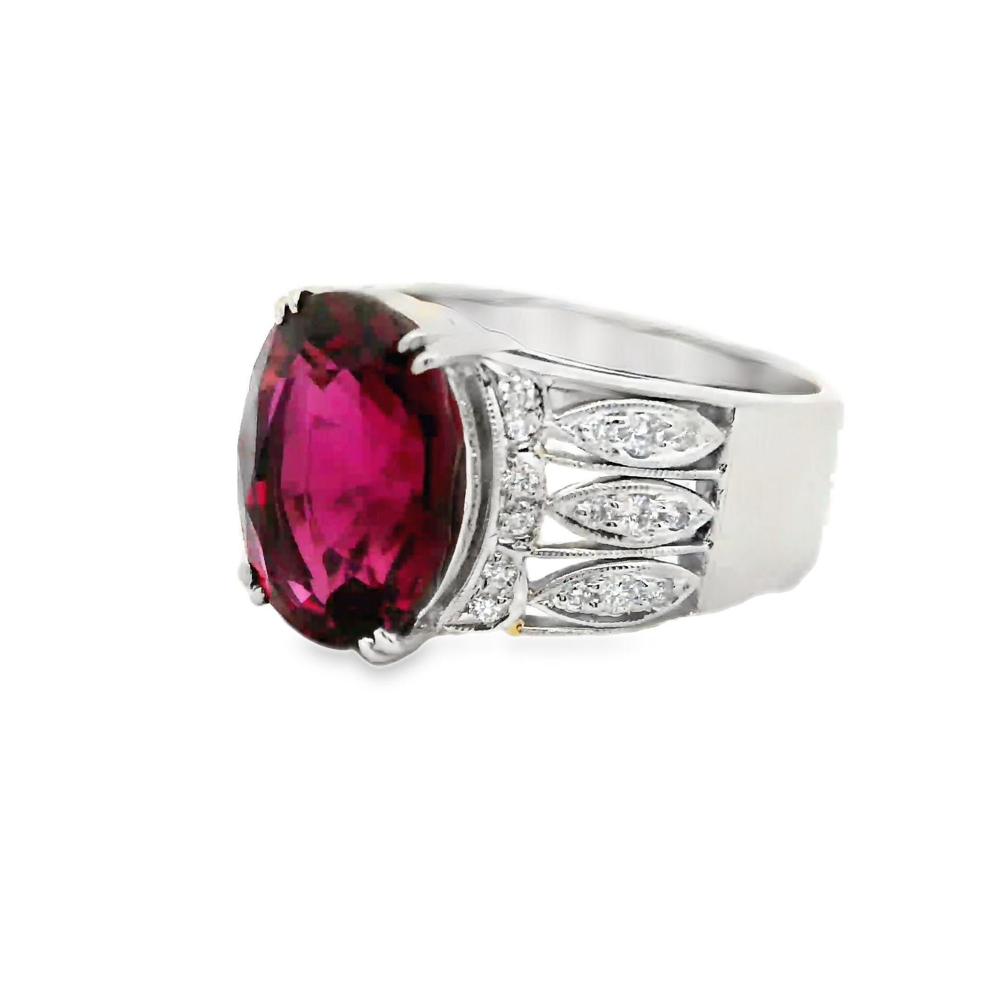 Pink Tourmaline Diamond Platinum Ring