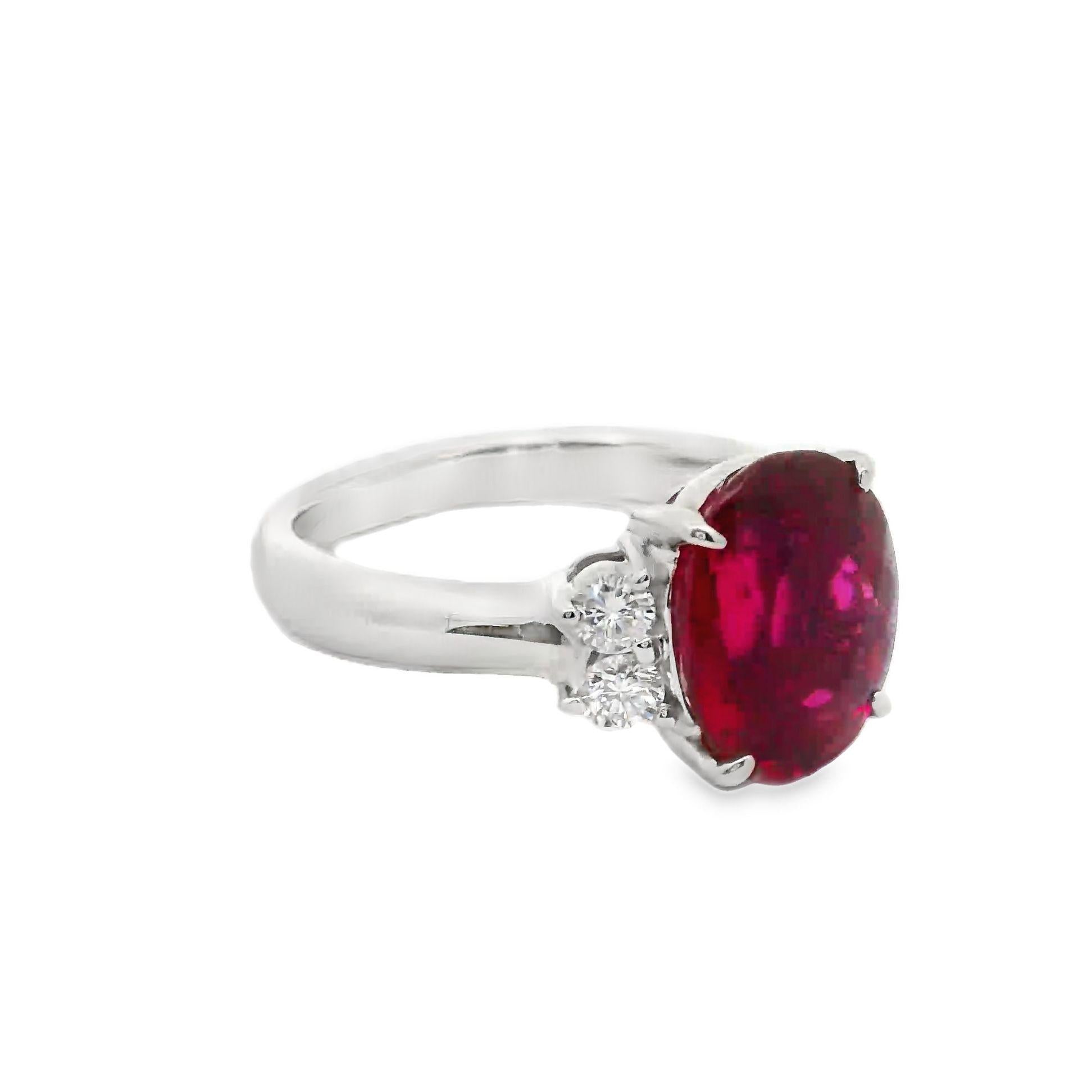 Rubellite Tourmaline Diamond Platinum Ring