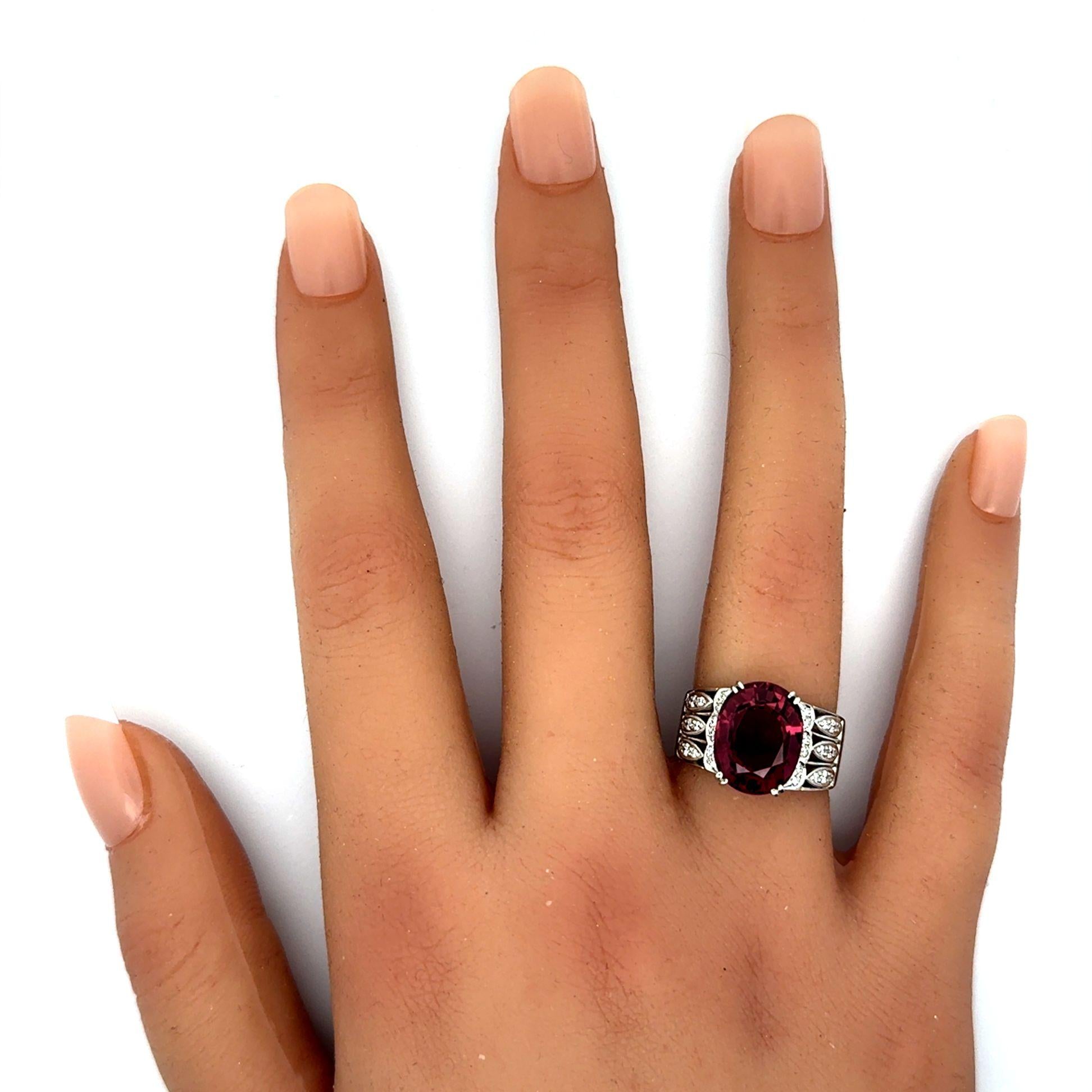 Pink Tourmaline Diamond Platinum Ring