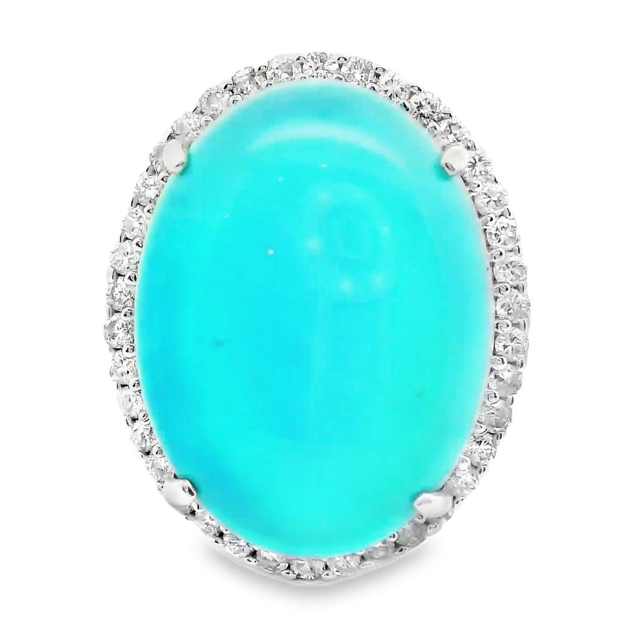 Turquoise Diamond Halo Platinum Ring