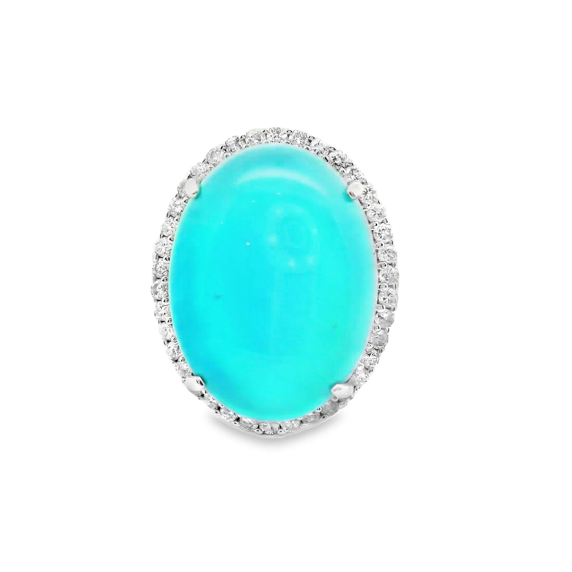 Turquoise Diamond Halo Platinum Ring