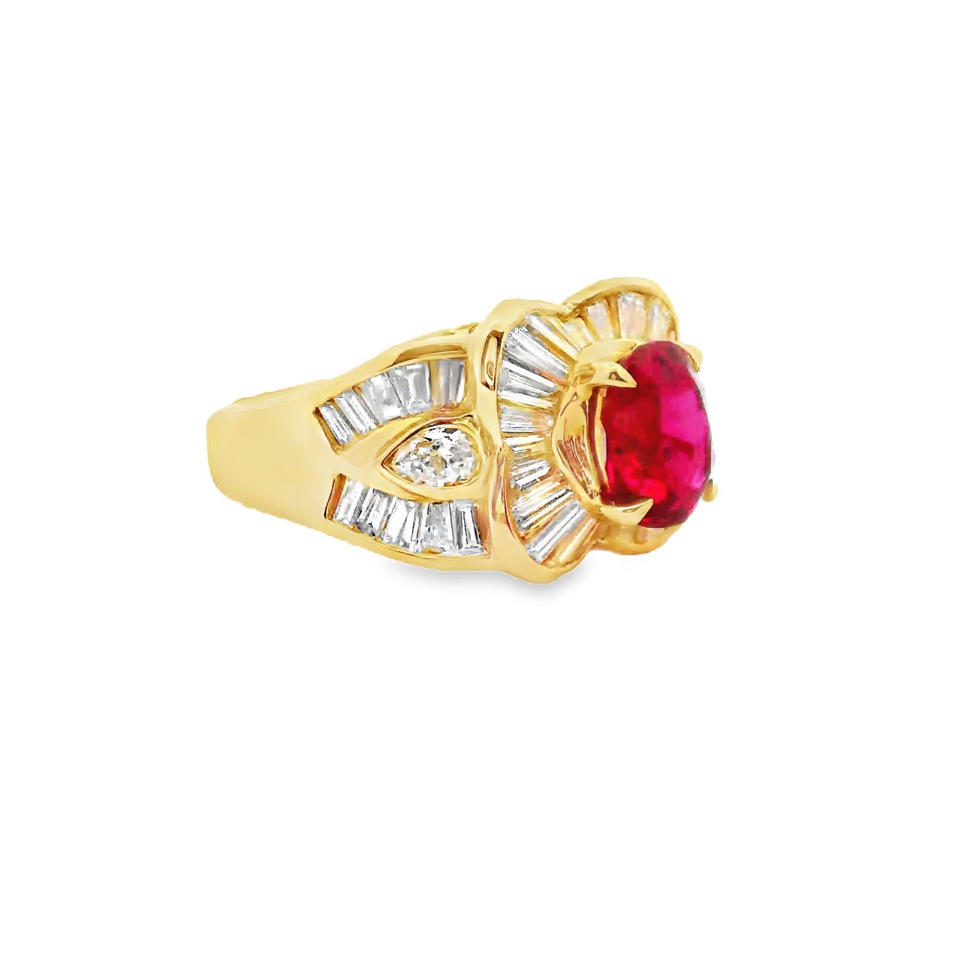 1.81 Carat Ruby Diamond 18k Yellow Gold Ring, GIA Certified