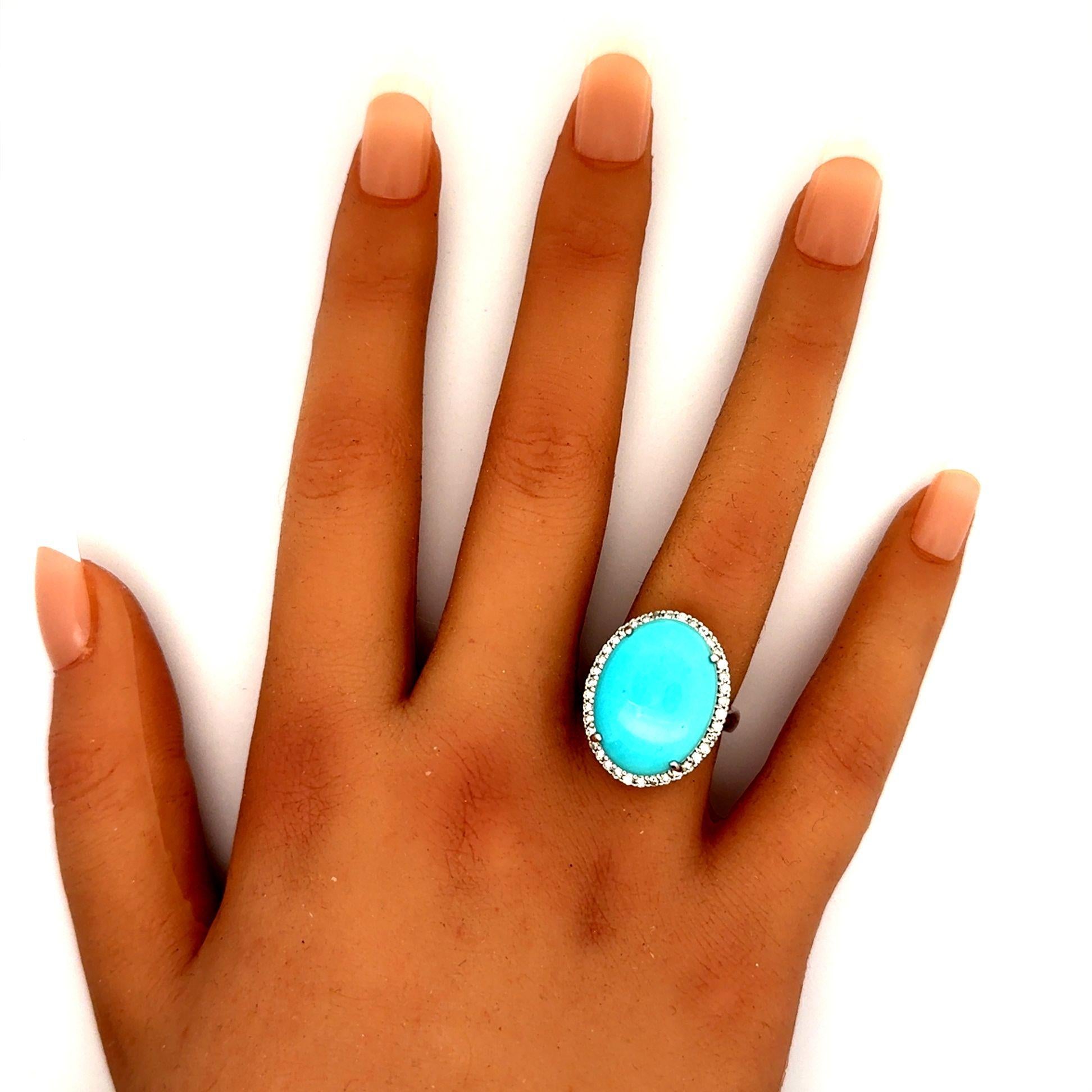 Turquoise Diamond Halo Platinum Ring