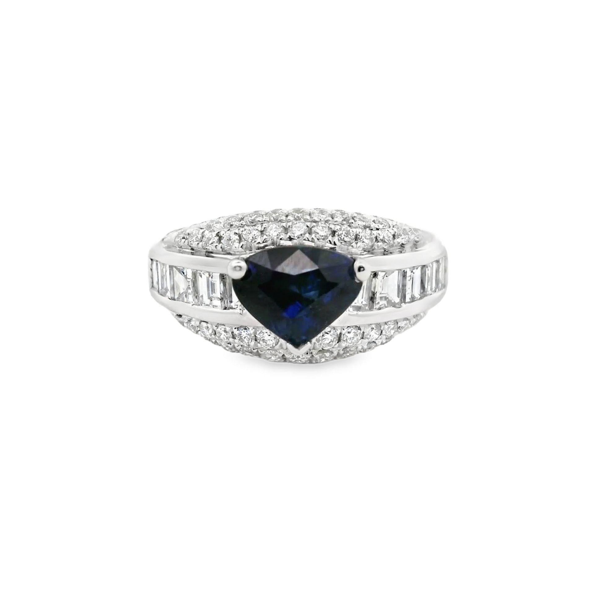 Blue Sapphire Diamond Platinum Ring