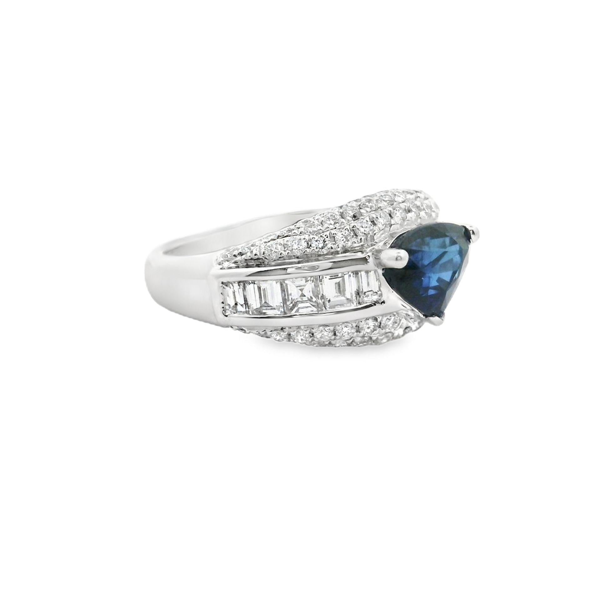 Blue Sapphire Diamond Platinum Ring