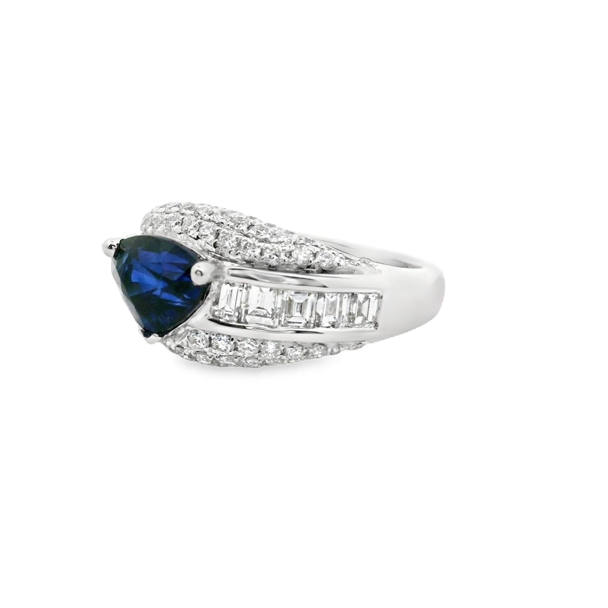 Blue Sapphire Diamond Platinum Ring