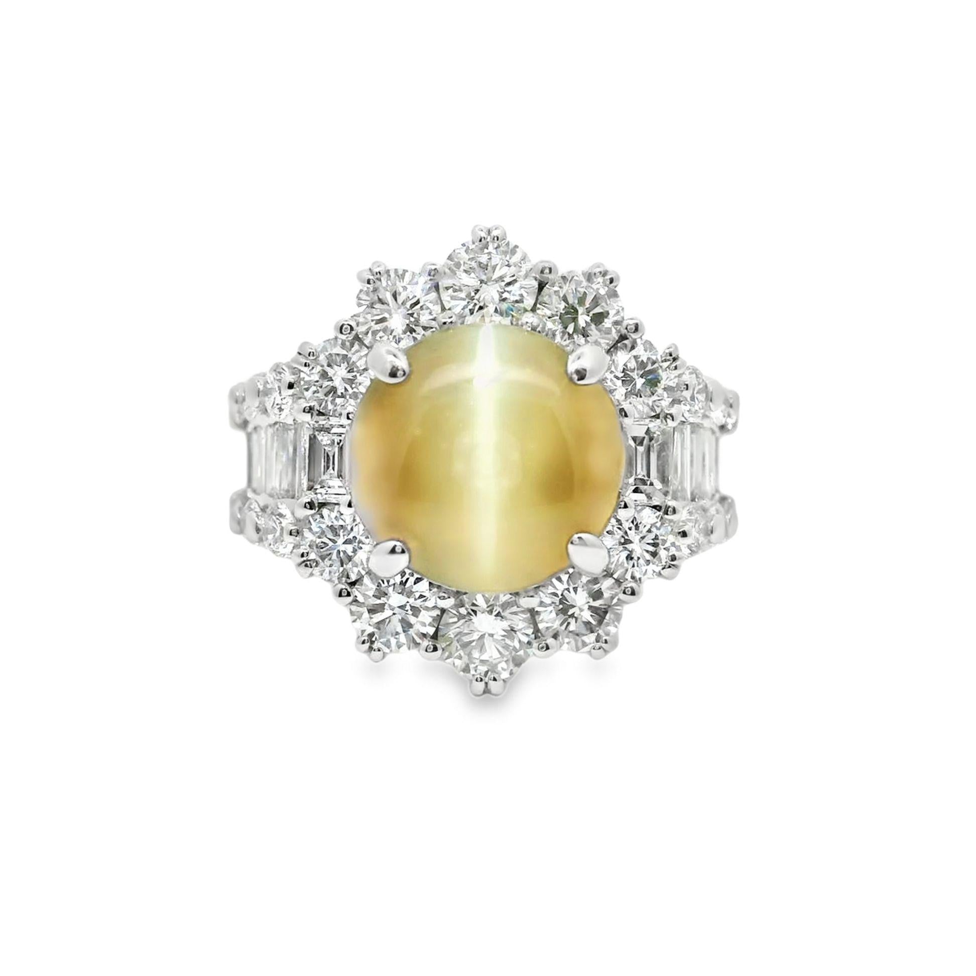 Cats Eye Chrysoberyl Diamond Cocktail Ring