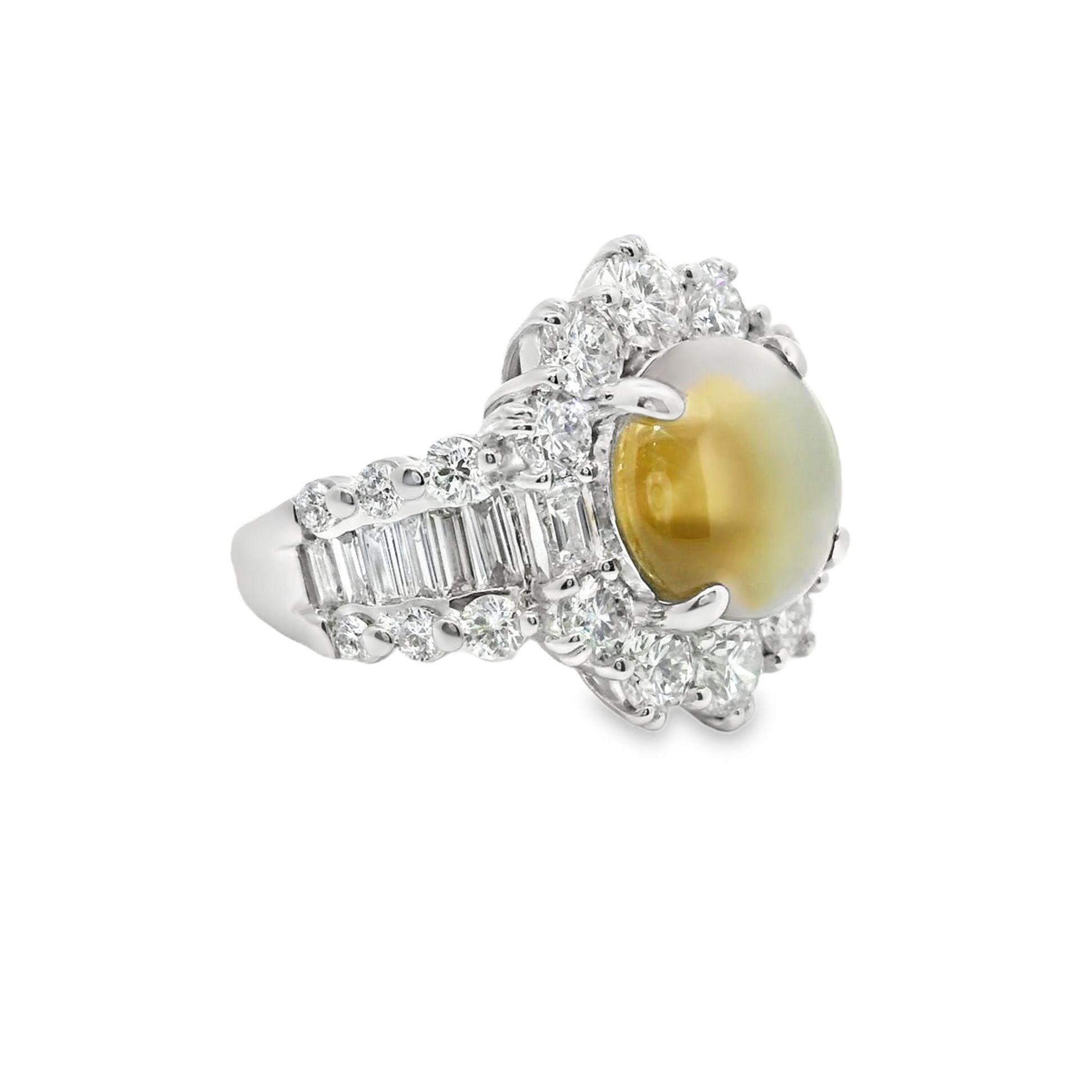 Cats Eye Chrysoberyl Diamond Cocktail Ring